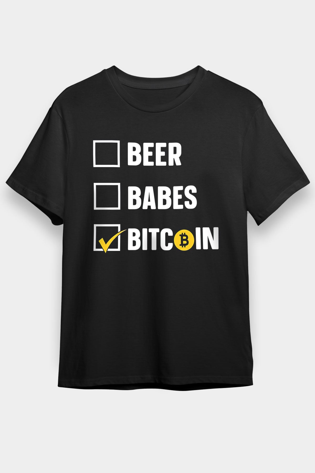 Bitcoin Baskılı Unisex Siyah Tişört - Tshirt