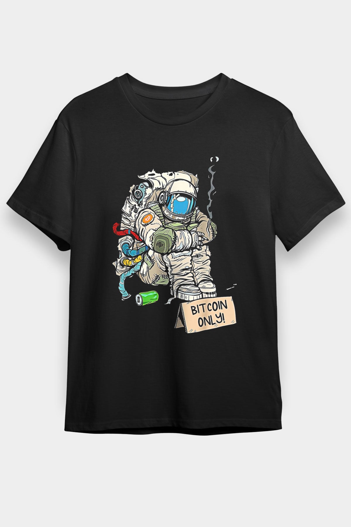 Bitcoin Baskılı Unisex Siyah Tişört - Tshirt