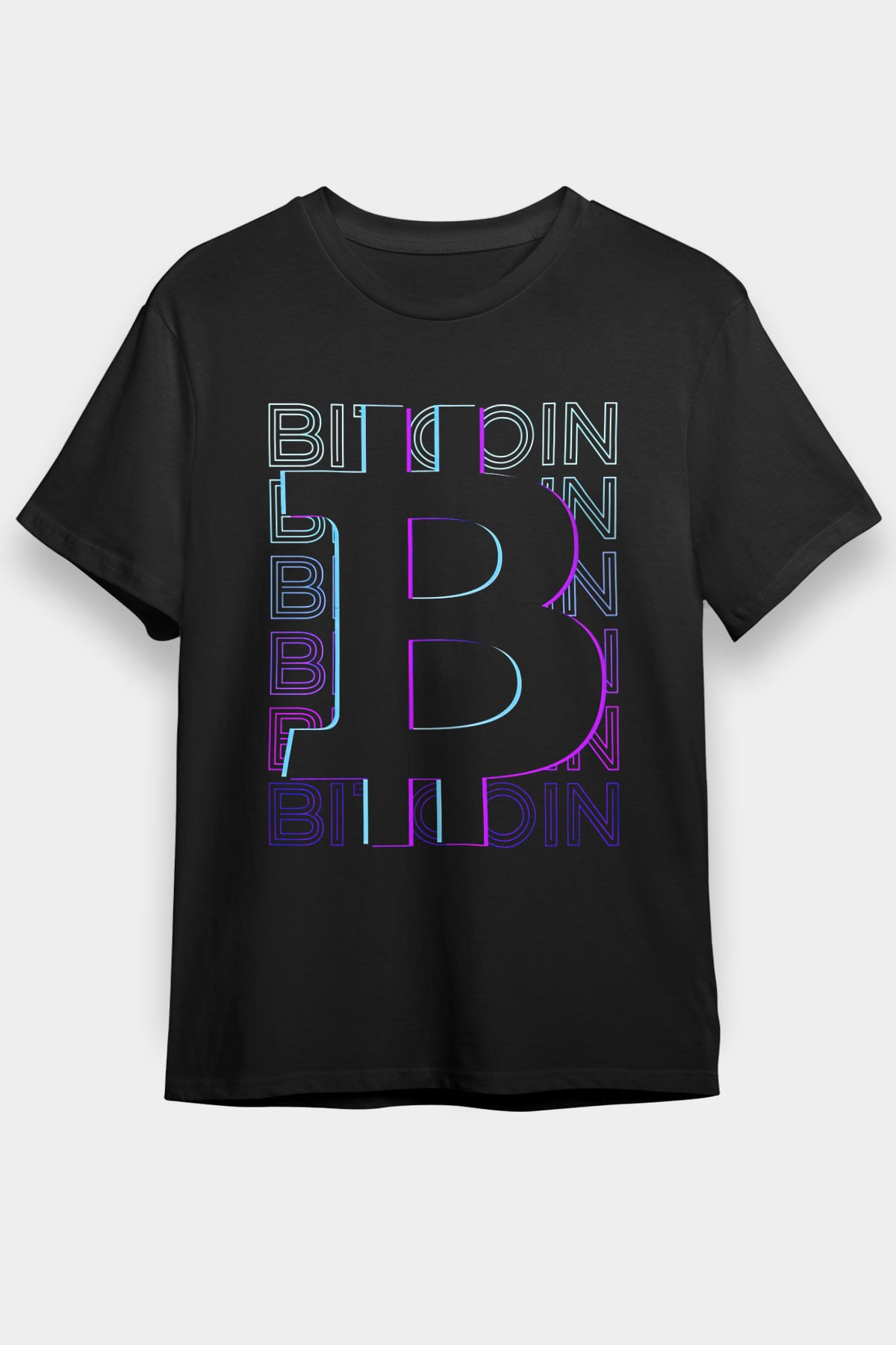 Bitcoin Baskılı Unisex Siyah Tişört - Tshirt