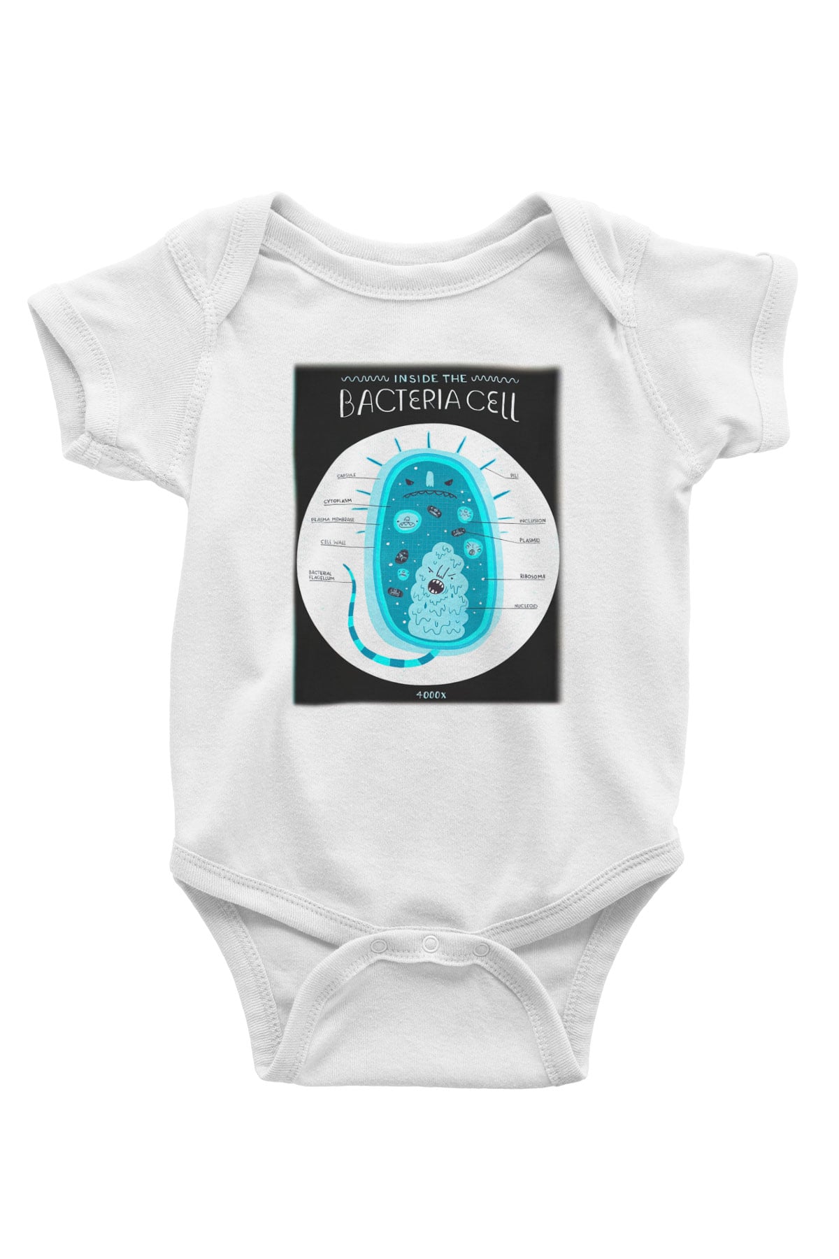 Biyolog Baskılı Beyaz Unisex Bebek Body - Zıbın