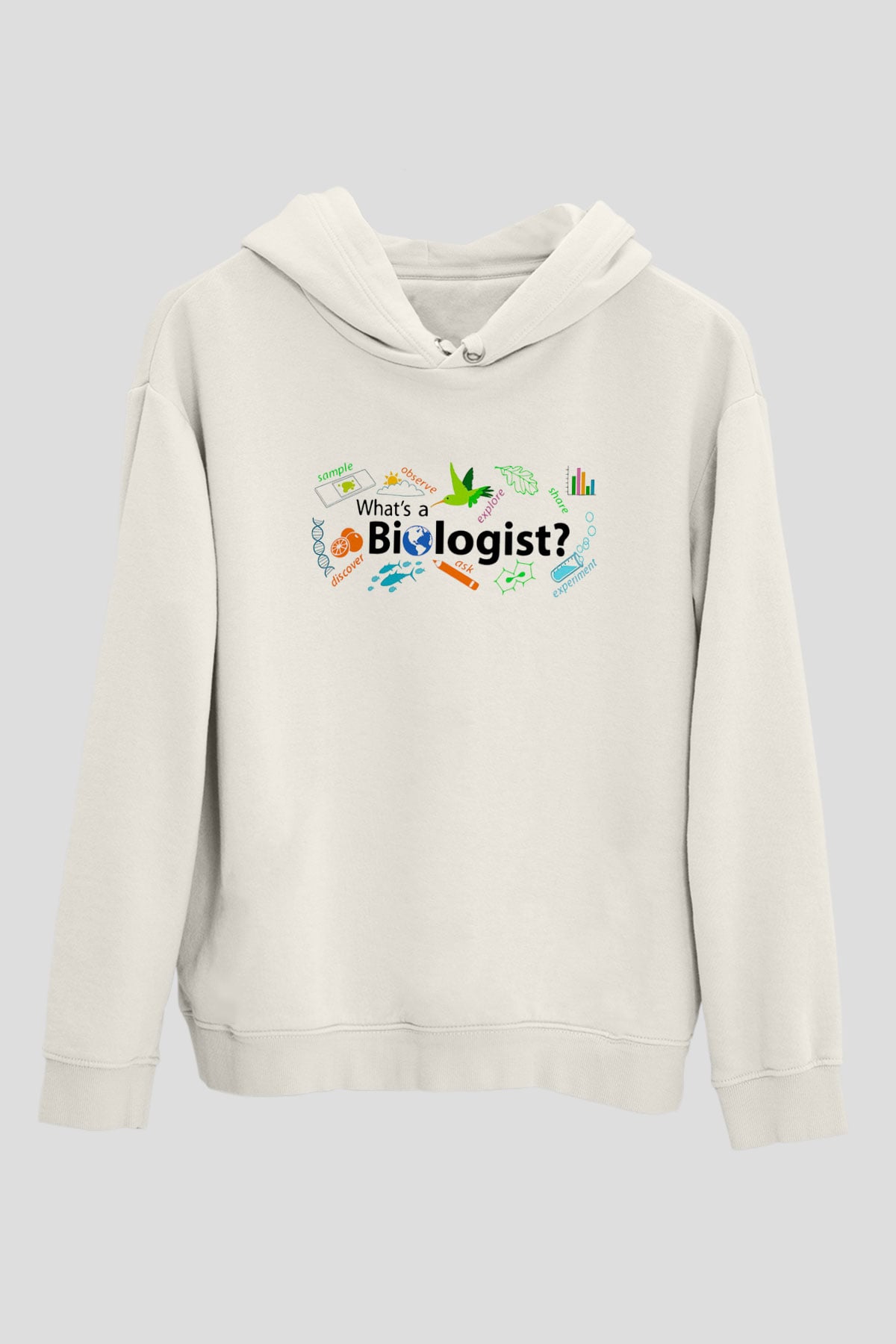 Biyolog Beyaz Unisex Hoodie