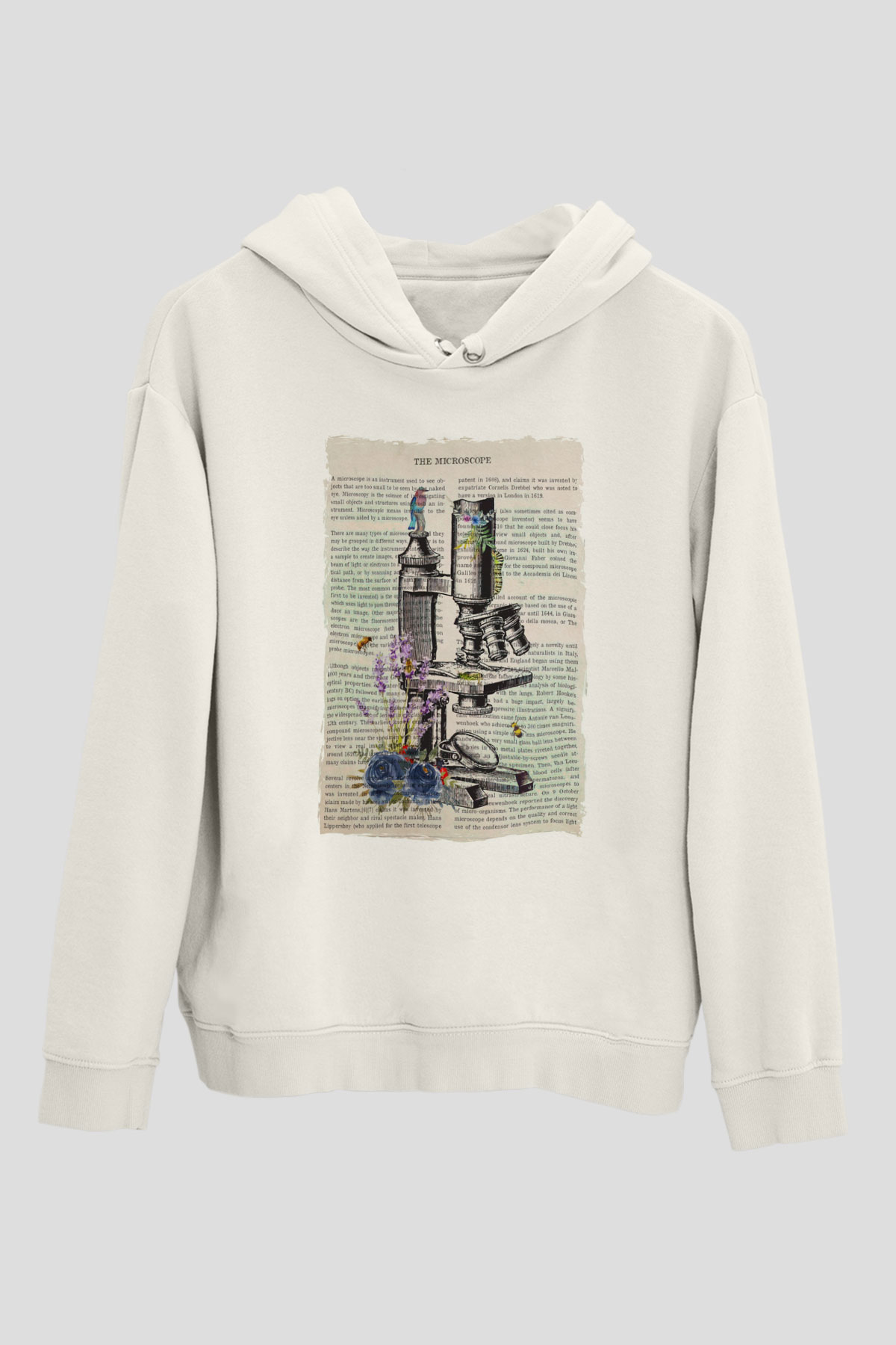 Biyolog Beyaz Unisex Kapüşonlu Sweatshirt