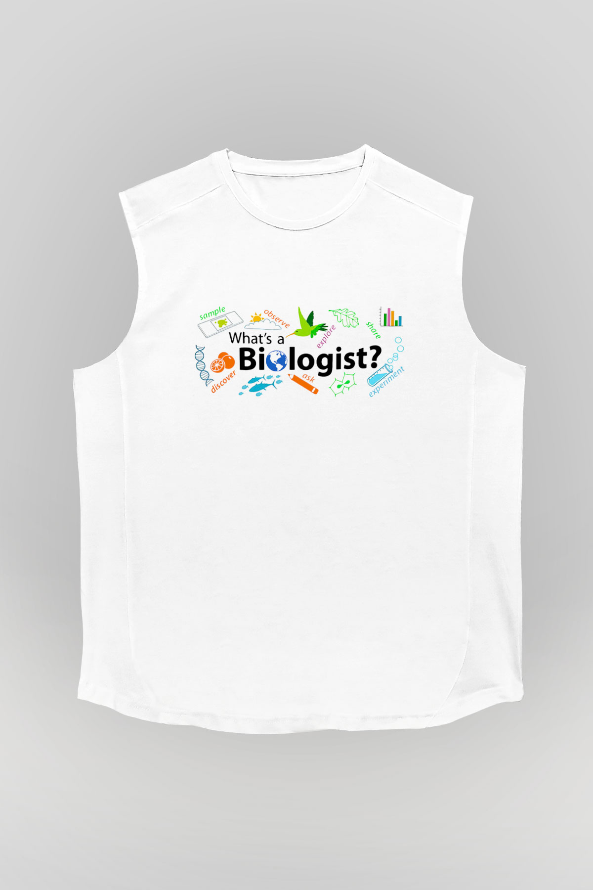 Biyolog Beyaz Unisex Kolsuz Tişört