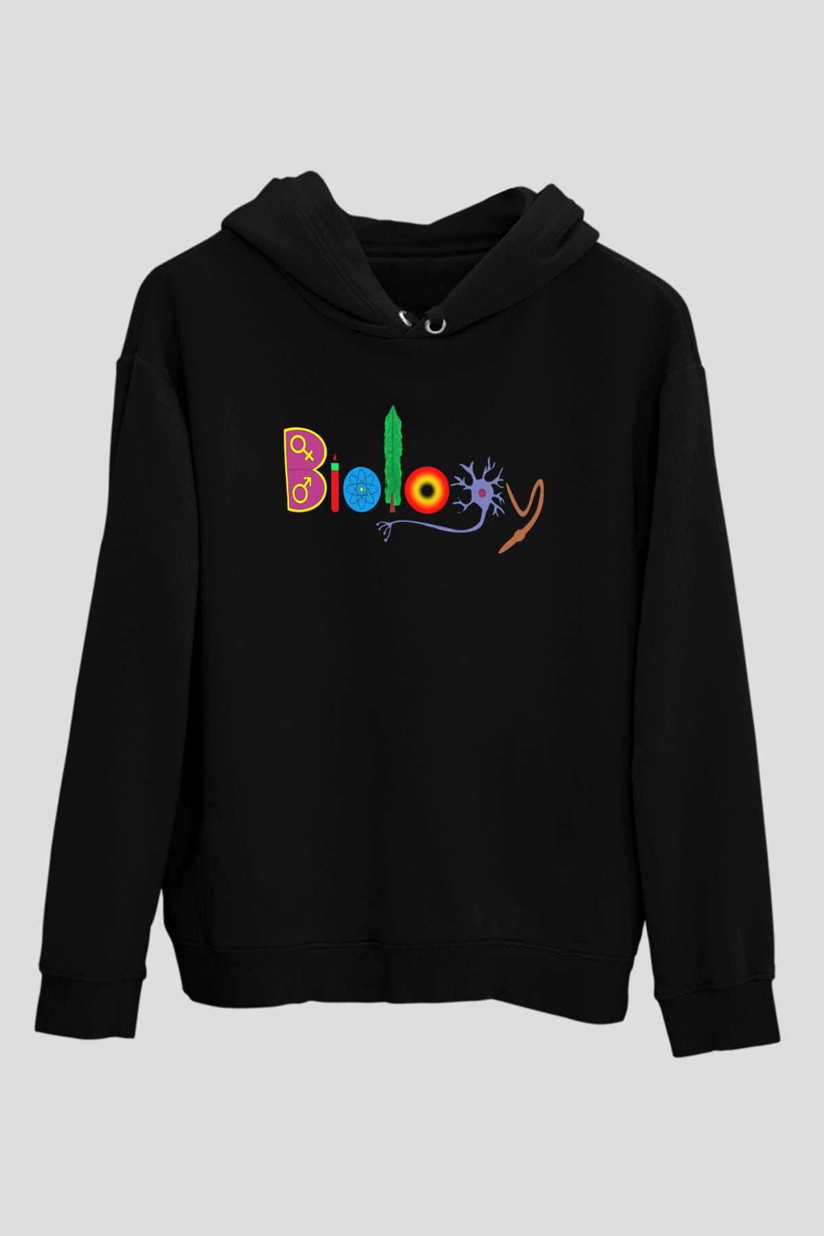 Biyolog Siyah Unisex Kapşonlu Sweatshirt