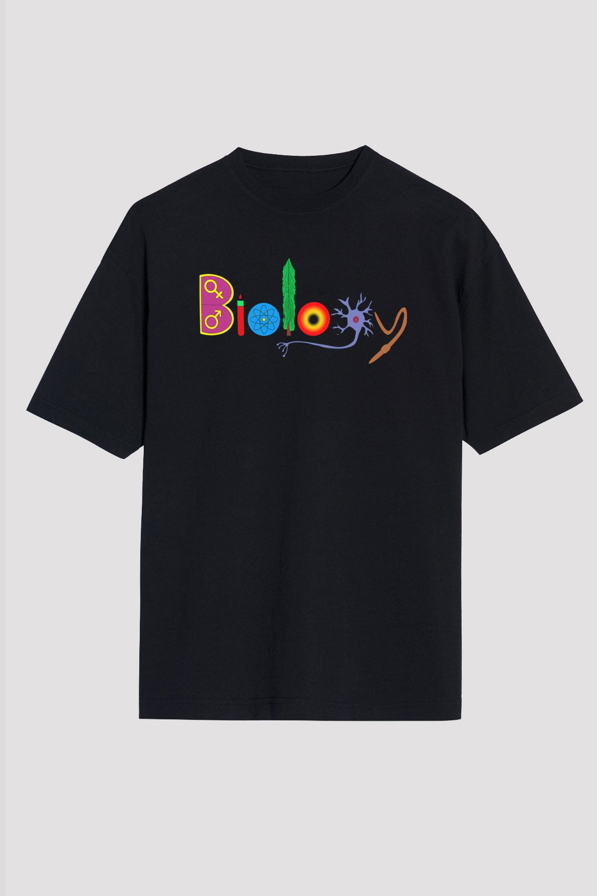 Biyolog Siyah Unisex Oversize Tişört T-Shirt