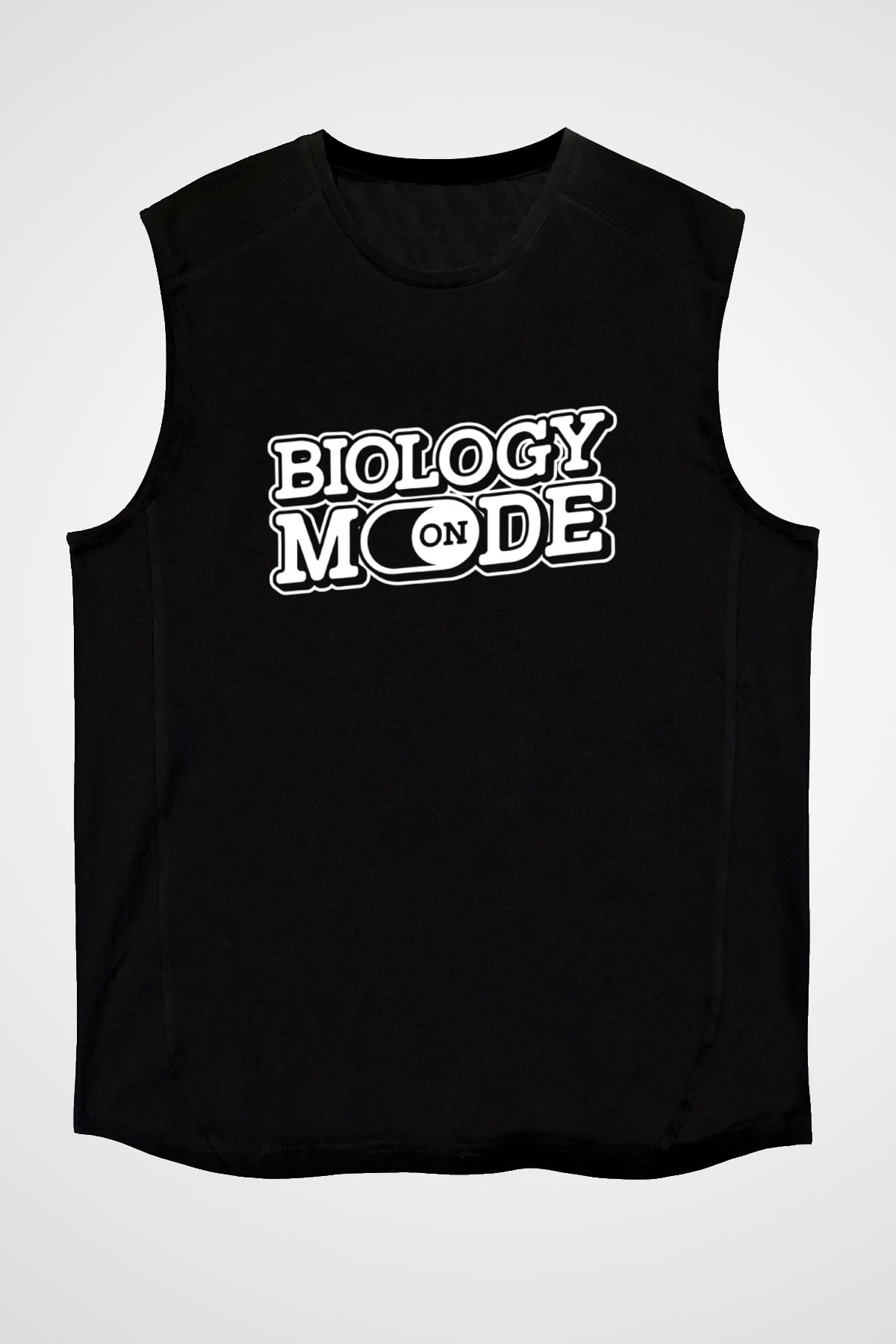Biyoloji Baskılı Unisex Kolsuz Siyah Tişört - Tshirt