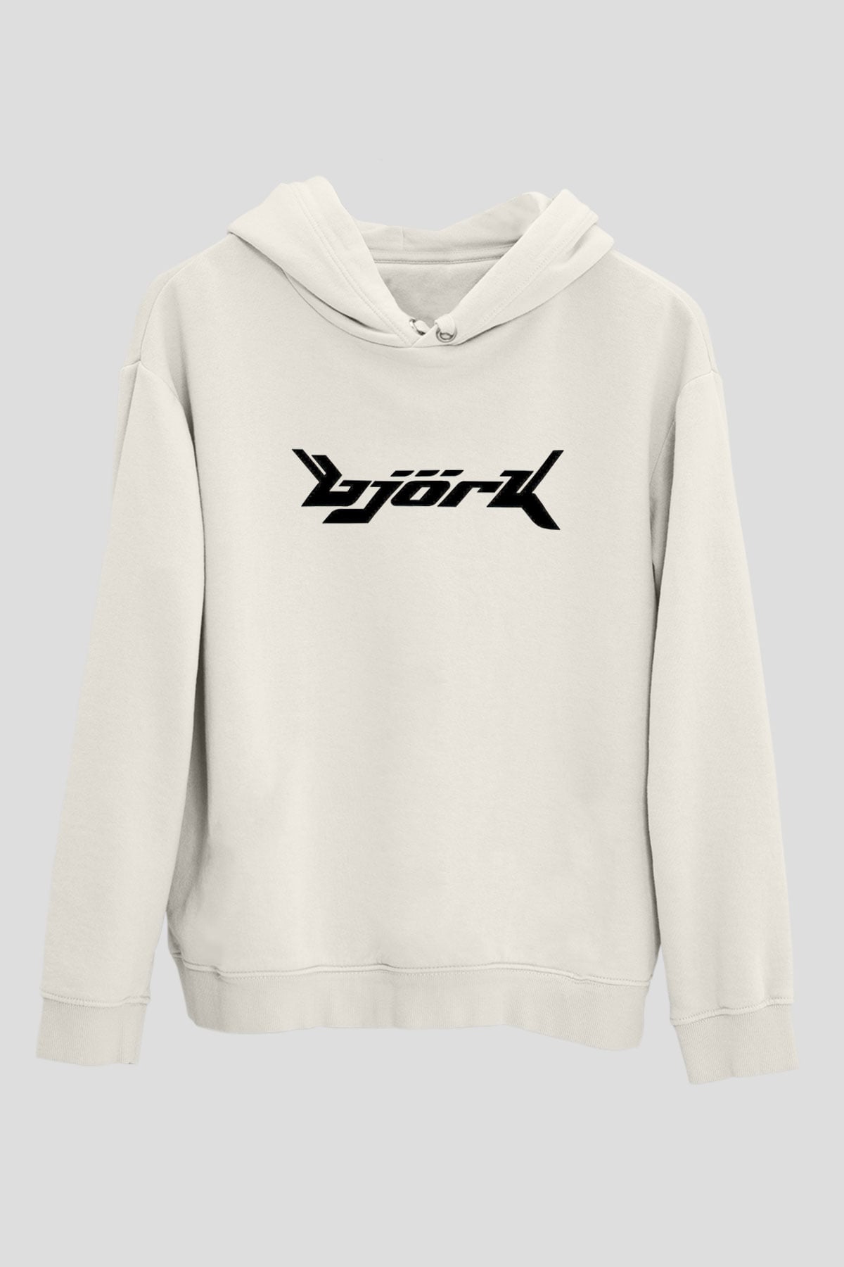 Björk Baskılı Beyaz Unisex Hoodie