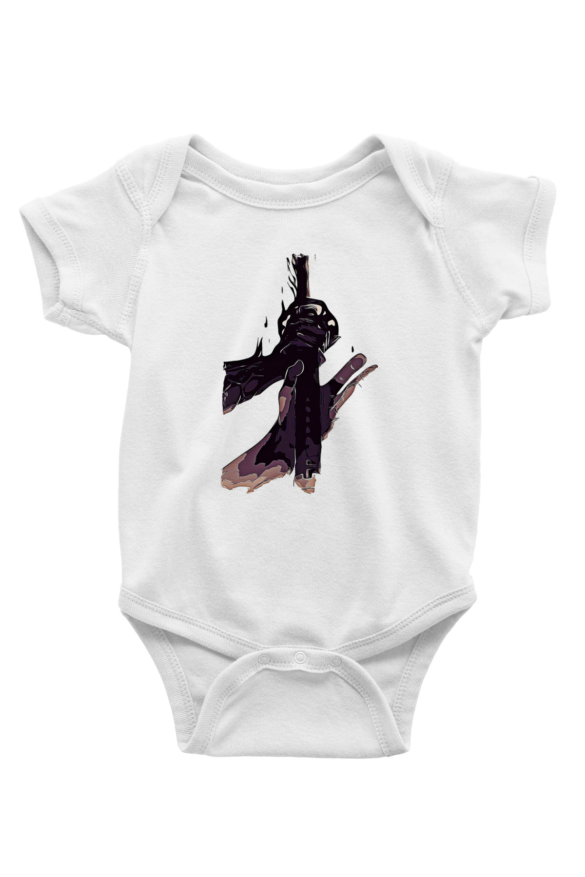 Black Clover Baskılı Beyaz Unisex Bebek Body - Zıbın