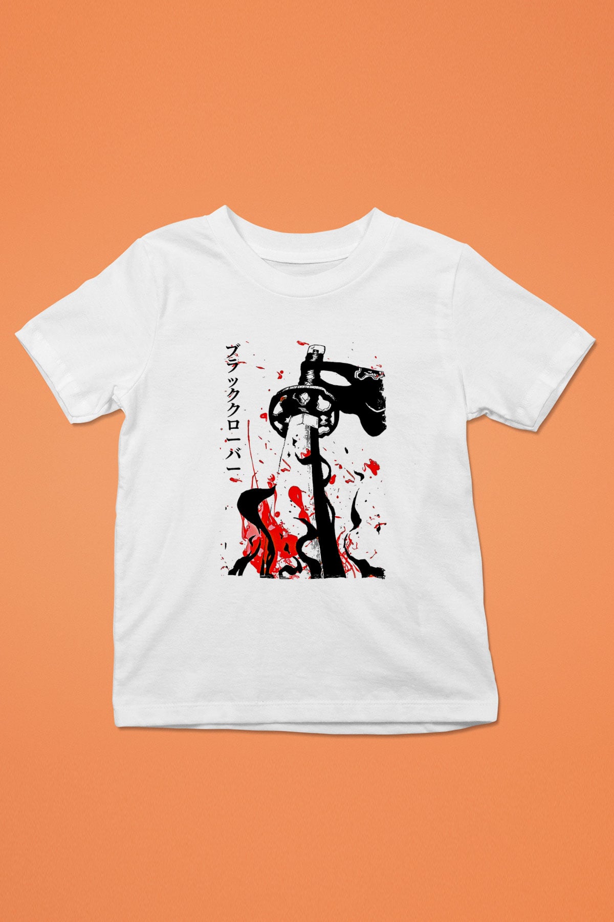 Black Clover Baskılı Beyaz Unisex Beyaz Çocuk Tişört - Tshirt