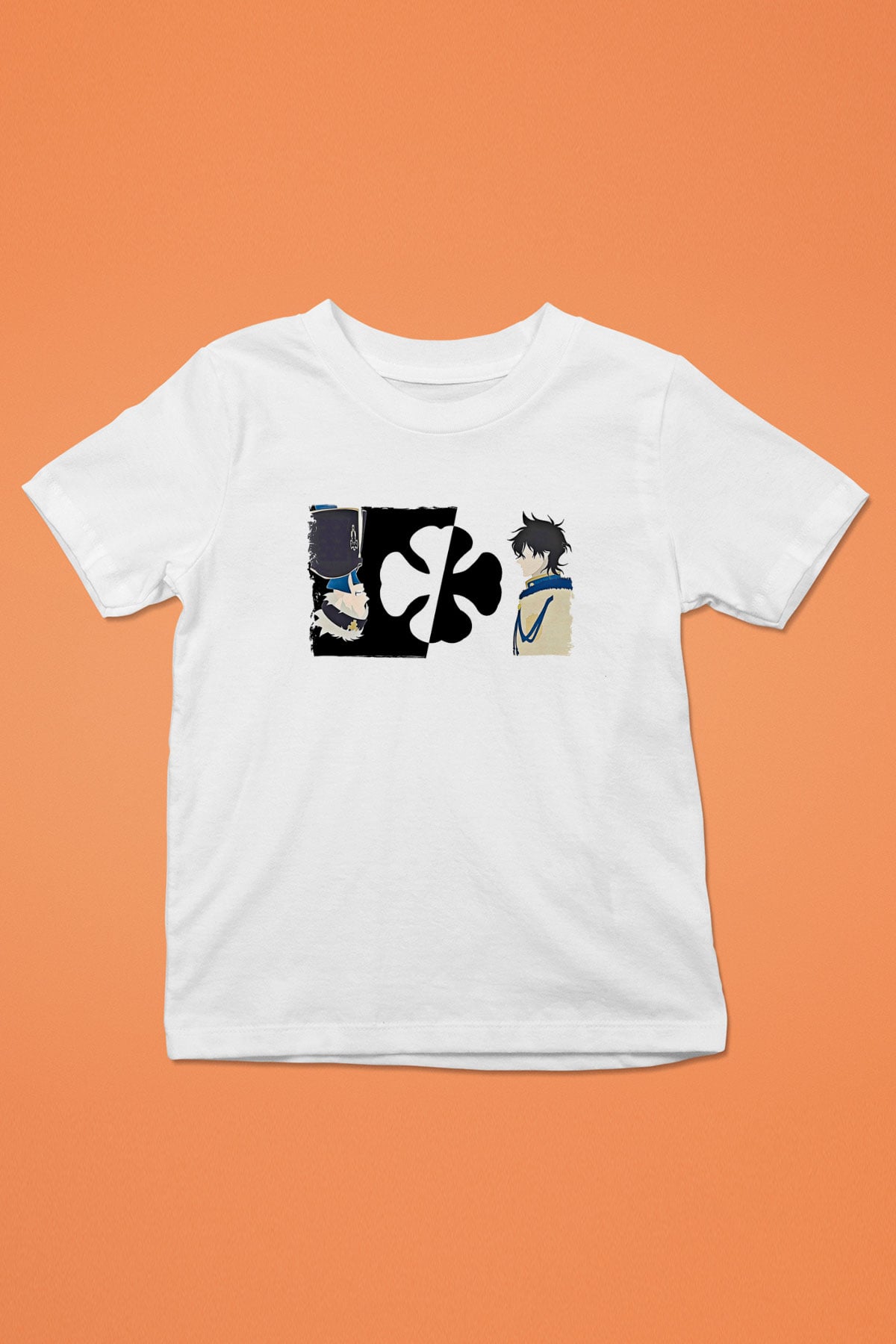 Black Clover Baskılı Beyaz Unisex Beyaz Çocuk Tişört - Tshirt