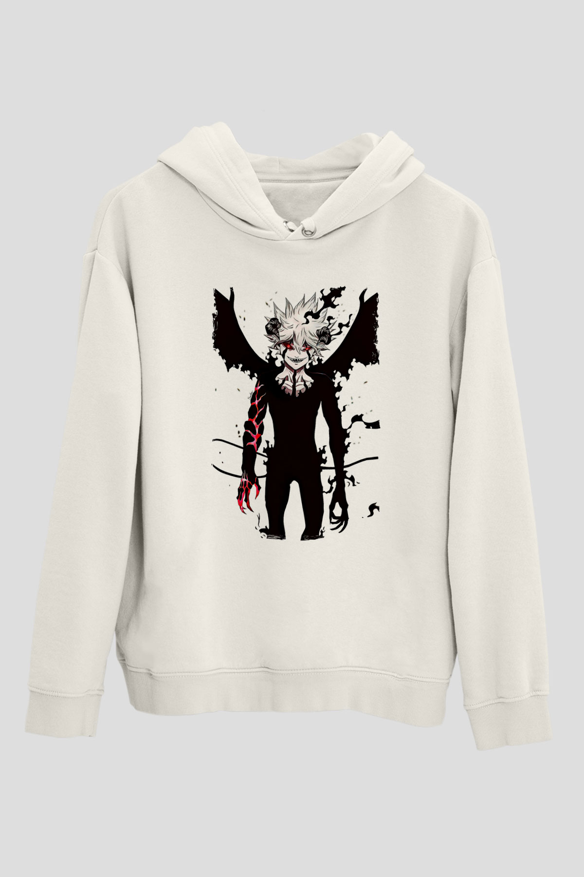Black Clover Baskılı Beyaz Unisex Hoodie