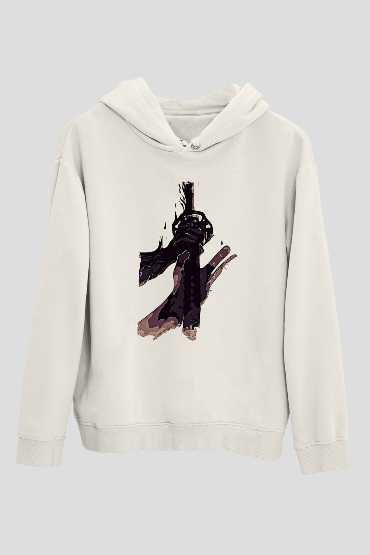Black Clover Baskılı Beyaz Unisex Hoodie