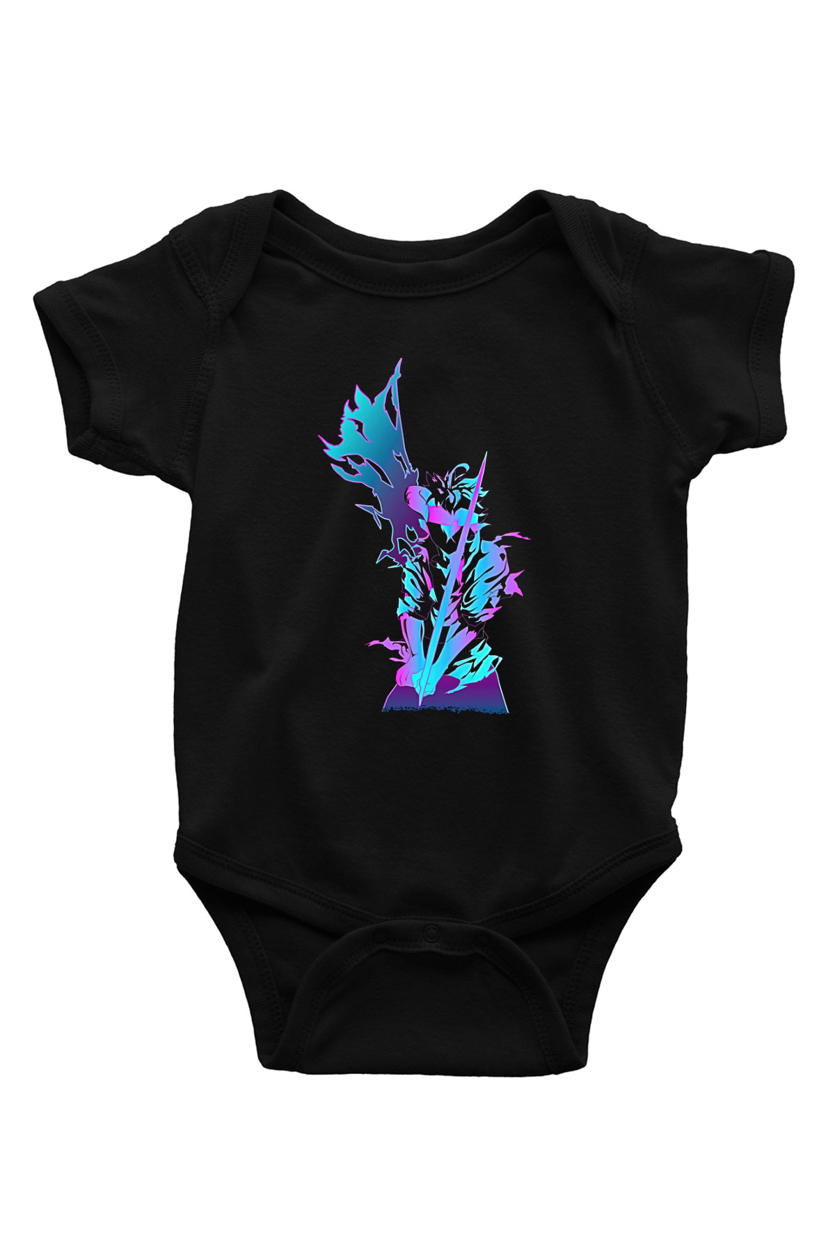 Black Clover Baskılı Unisex Siyah Bebek Body - Zıbın