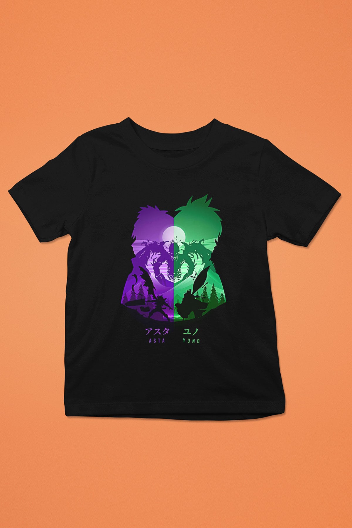 Black Clover Baskılı Unisex Siyah Çocuk Tişört - Tshirt