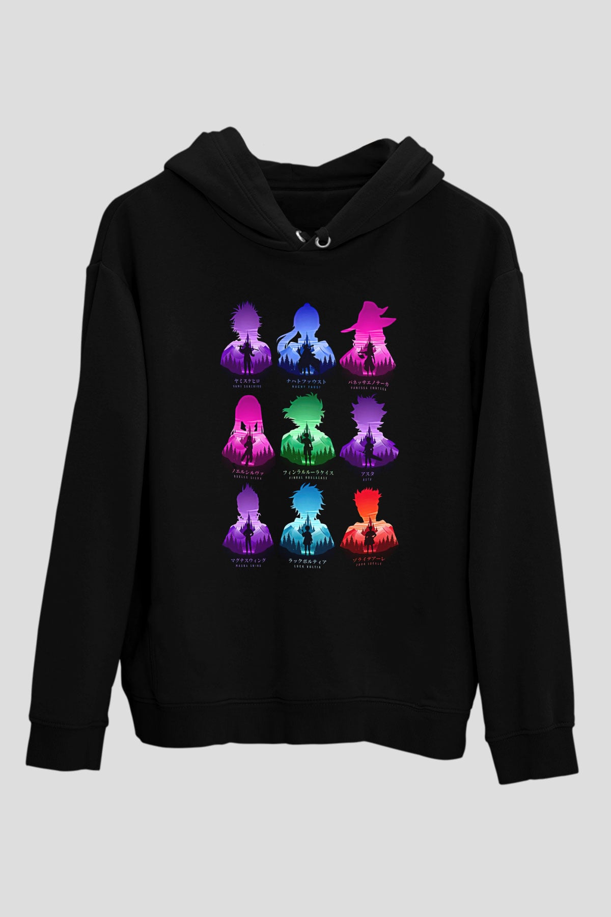 Black Clover Baskılı Unisex Siyah Hoodie