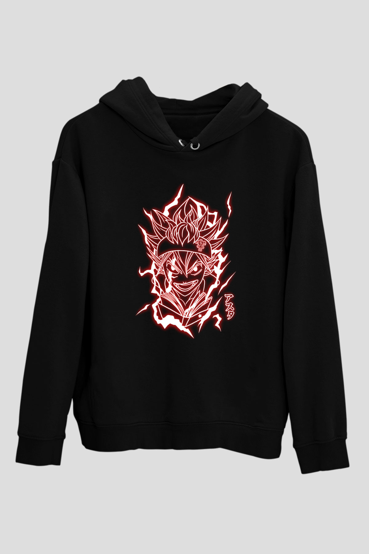 Black Clover Baskılı Unisex Siyah Hoodie
