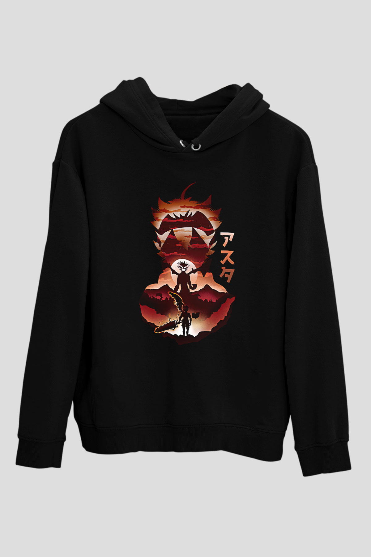 Black Clover Baskılı Unisex Siyah Hoodie