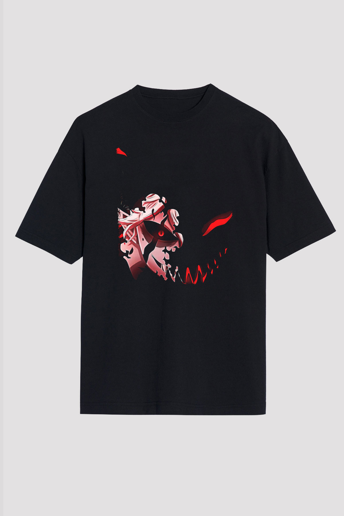 Black Clover Baskılı Unisex Siyah Oversize Tişört - Tshirt