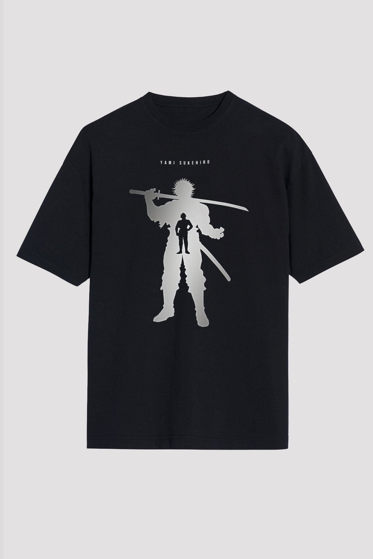 Black Clover Baskılı Unisex Siyah Oversize Tişört - Tshirt