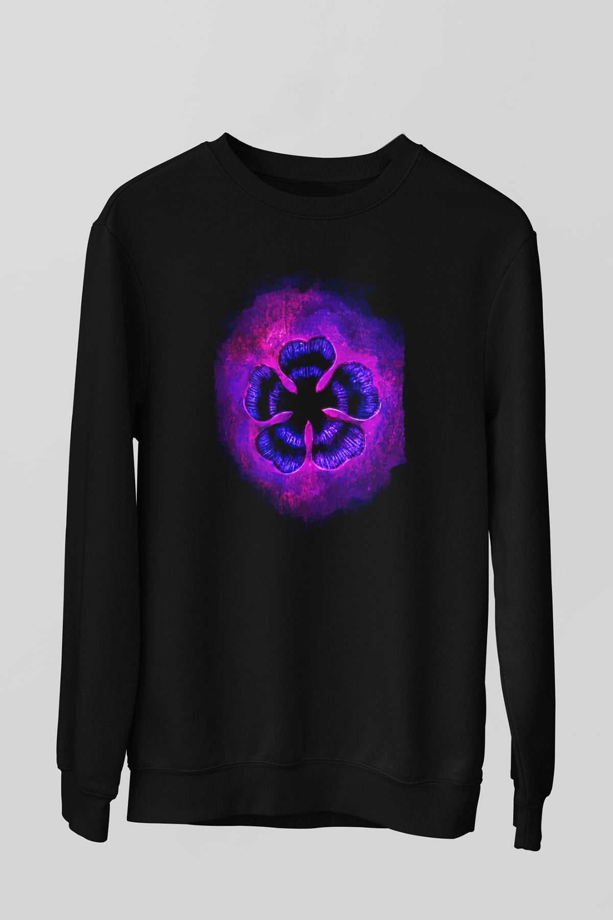 Black Clover Baskılı Unisex Siyah Sweatshirt