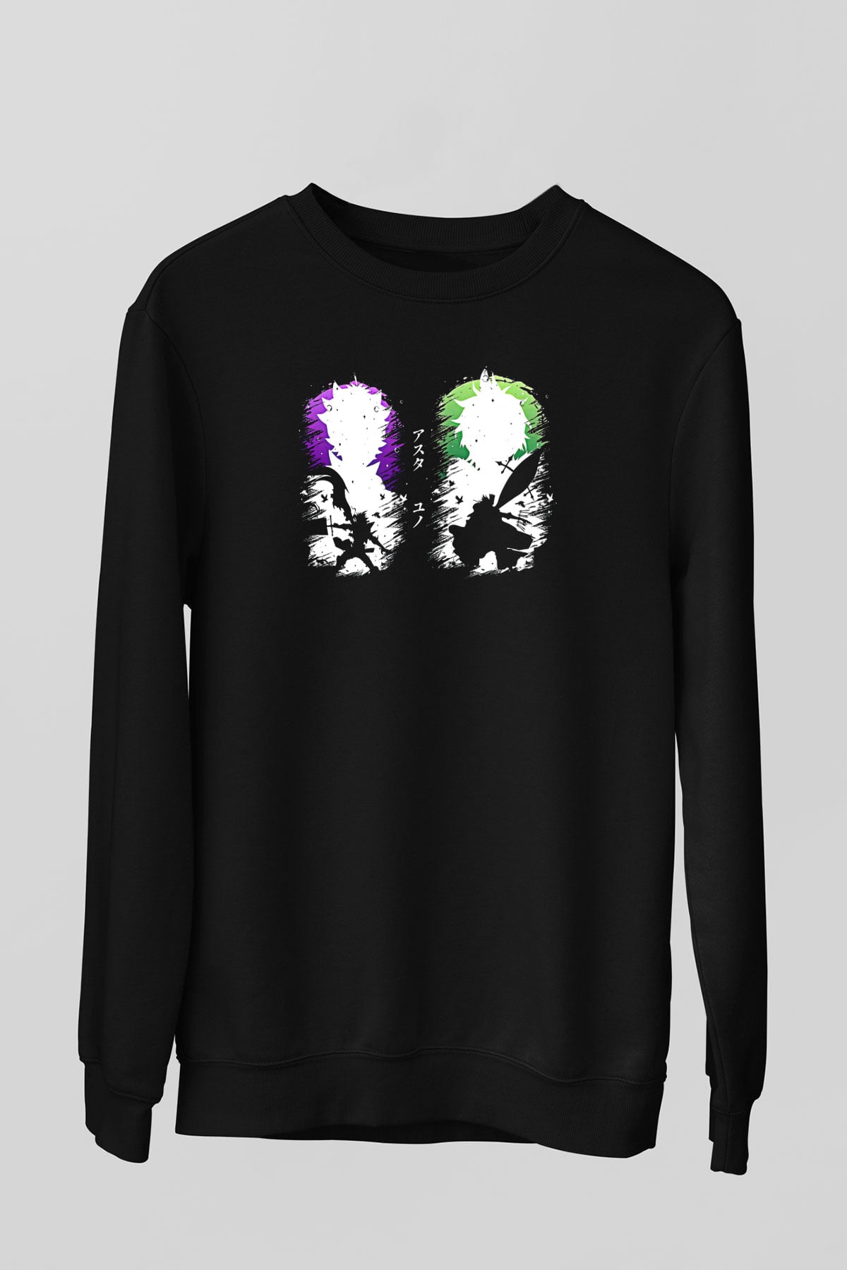 Black Clover Baskılı Unisex Siyah Sweatshirt