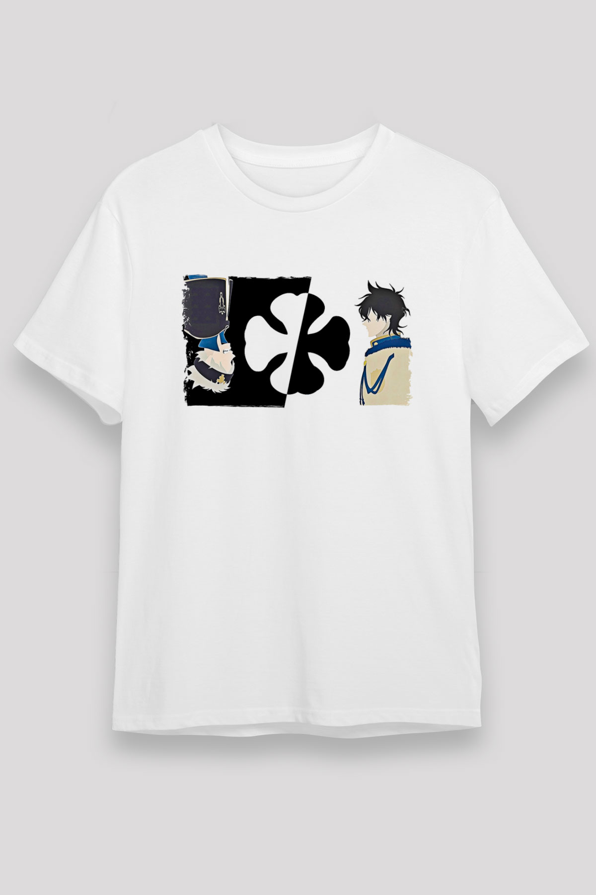 Black Clover Unisex Baskılı Beyaz Tişört - Tshirt