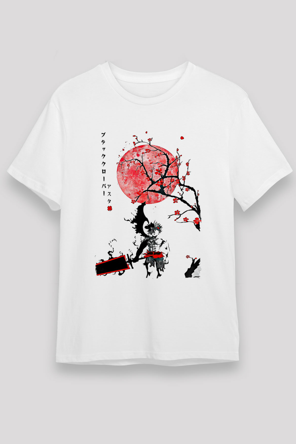 Black Clover Unisex Baskılı Beyaz Tişört - Tshirt