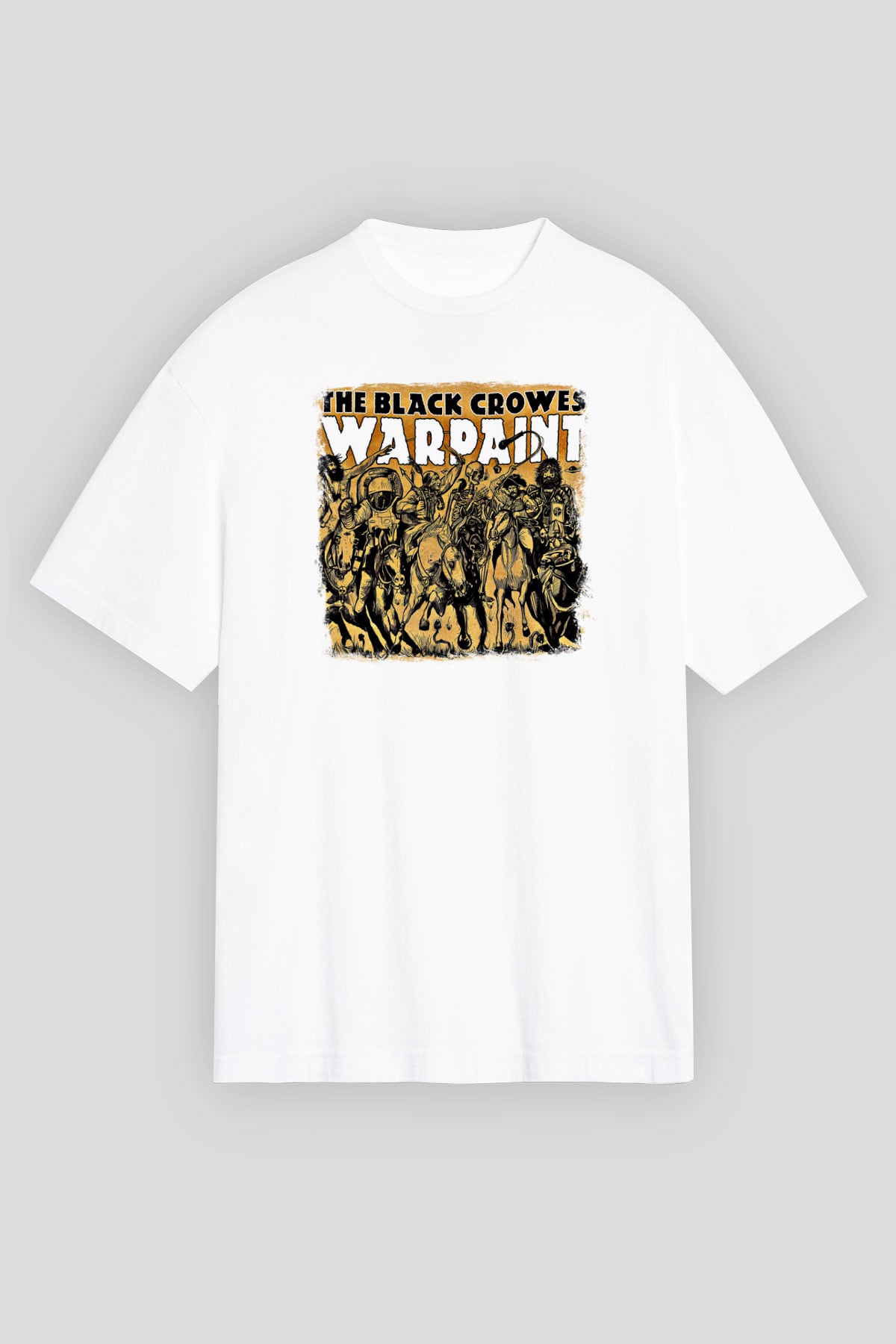 Black Crowes Baskılı Unisex Beyaz Oversize Tişört