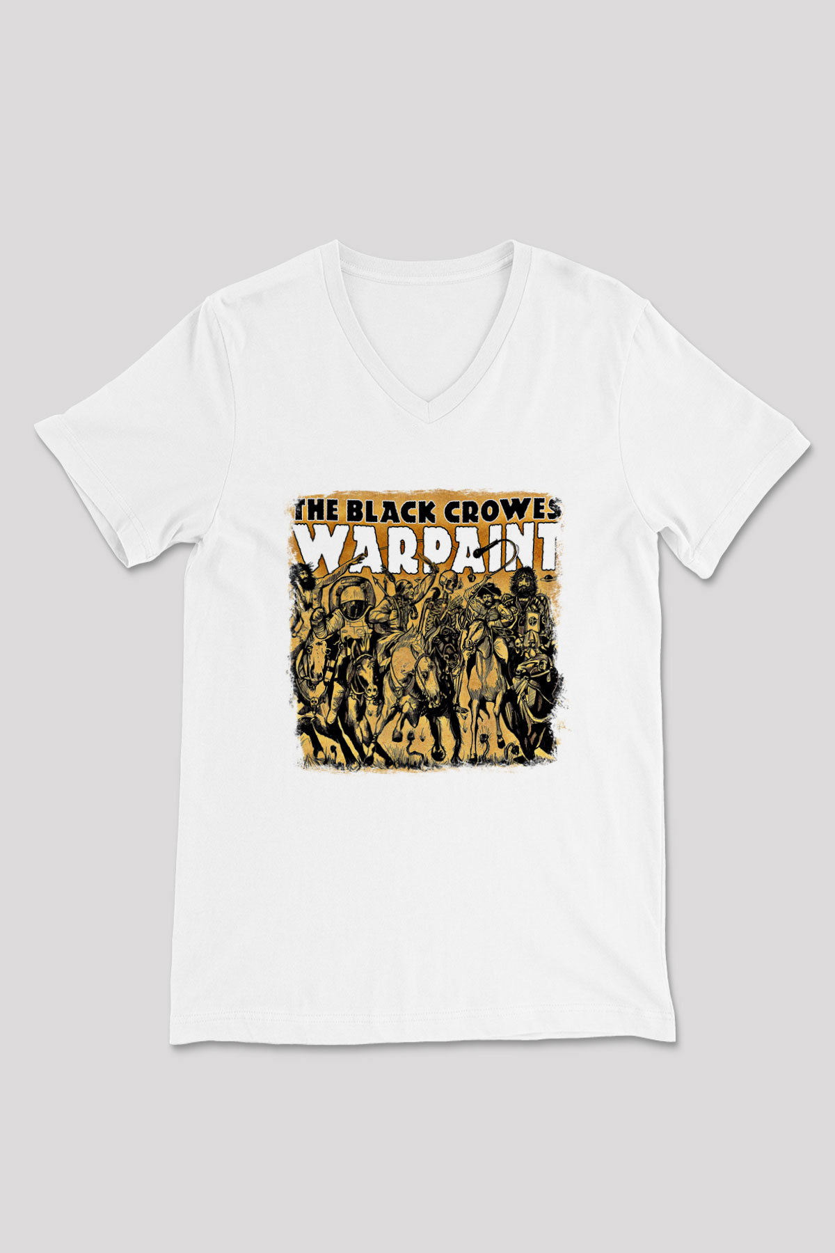 Black Crowes Baskılı Unisex Beyaz V Yaka Tişört