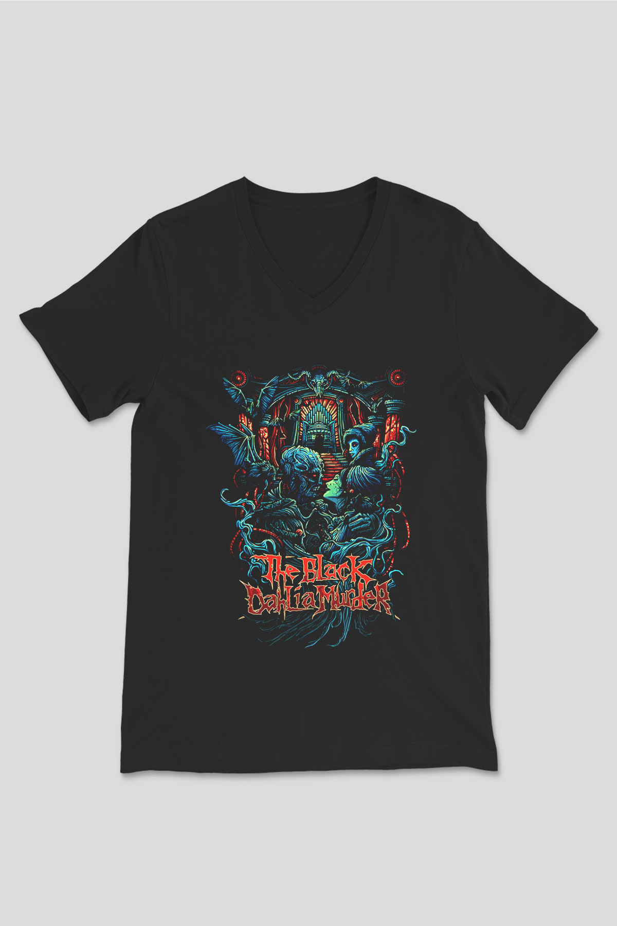 Black Dahlia Murder Siyah Unisex V Yaka Tişört T-Shirt