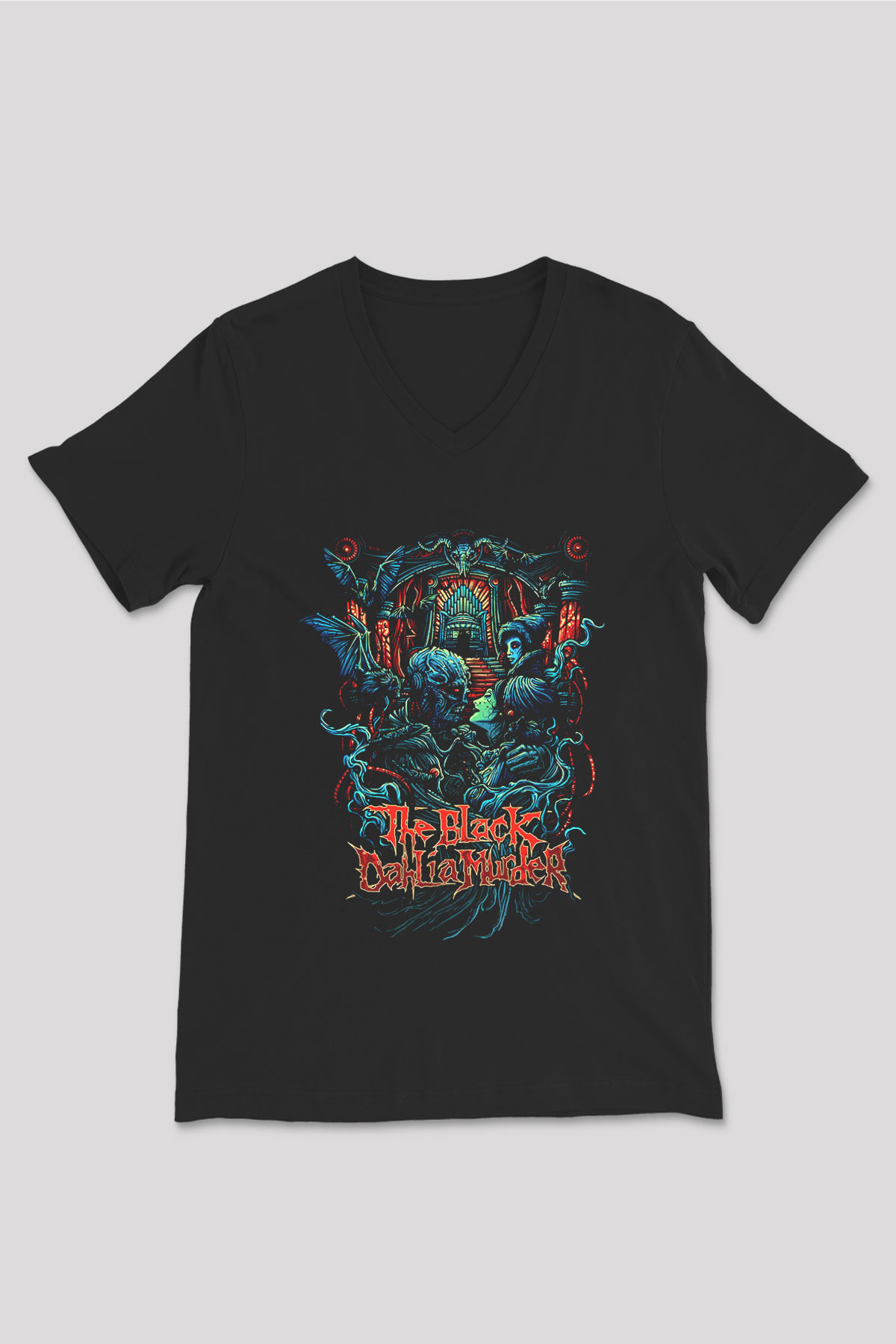 Black Dahlia Murder Siyah Unisex V Yaka Tişört T-Shirt