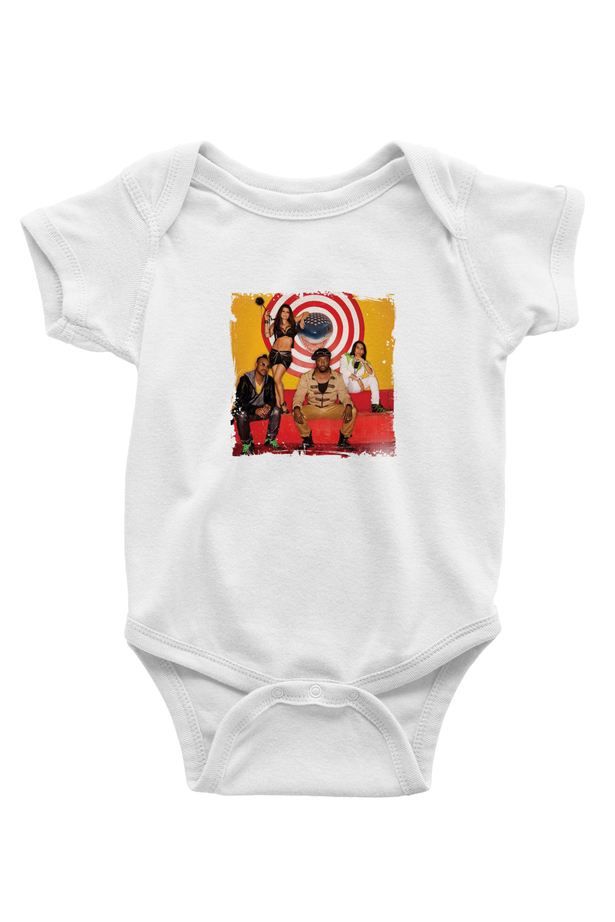 Black Eyed Peas Baskılı Unisex Beyaz Bebek Body - Zıbın