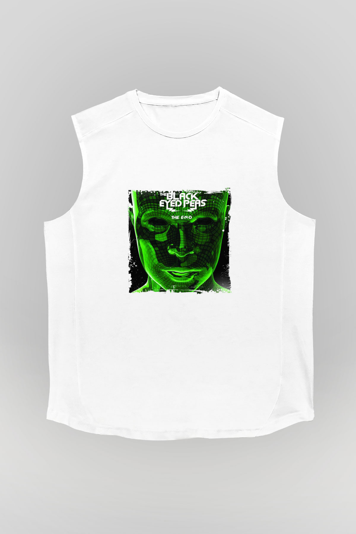 Black Eyed Peas Baskılı Unisex Beyaz Kolsuz Tişört