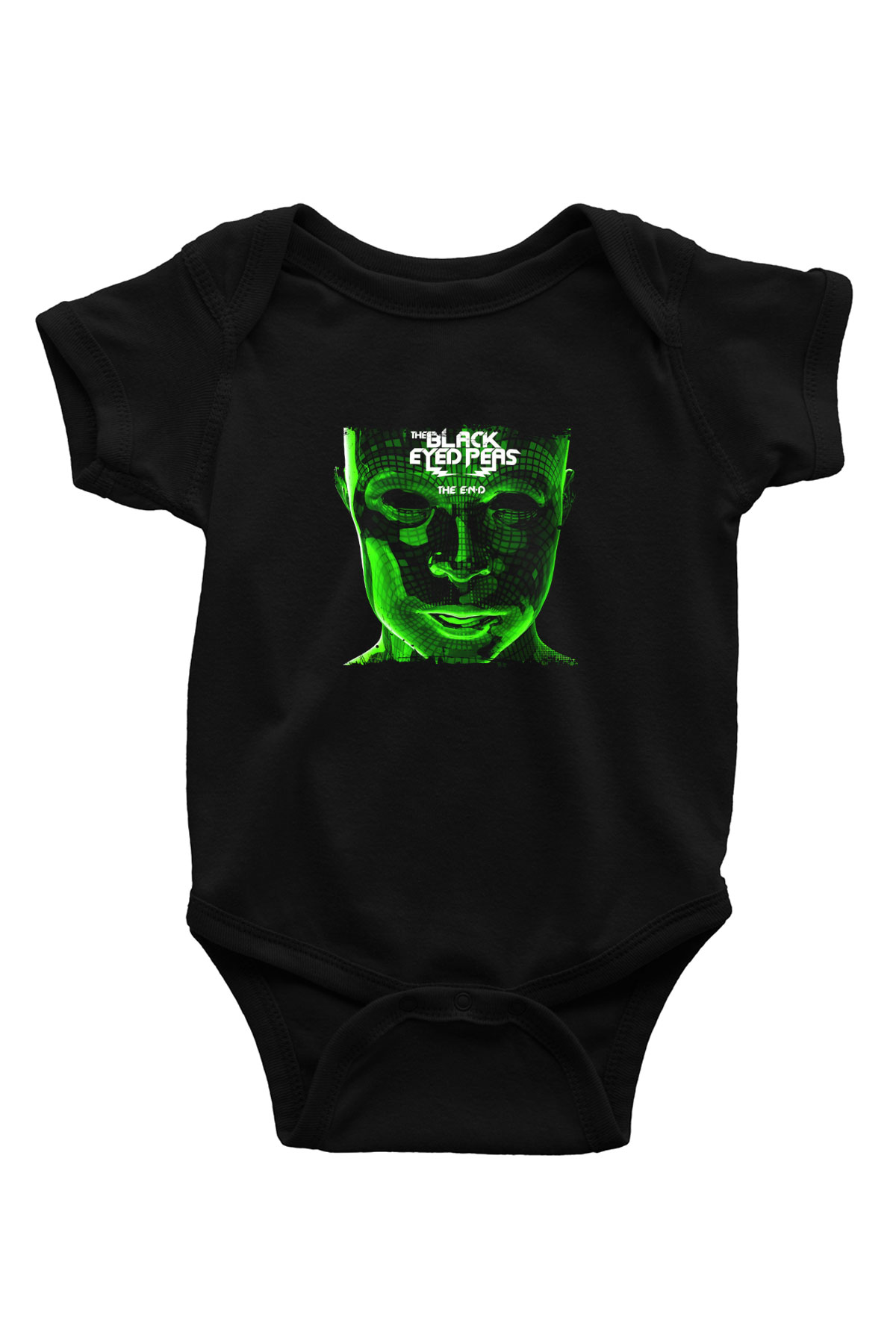 Black Eyed Peas Baskılı Unisex Siyah Bebek Body - Zıbın