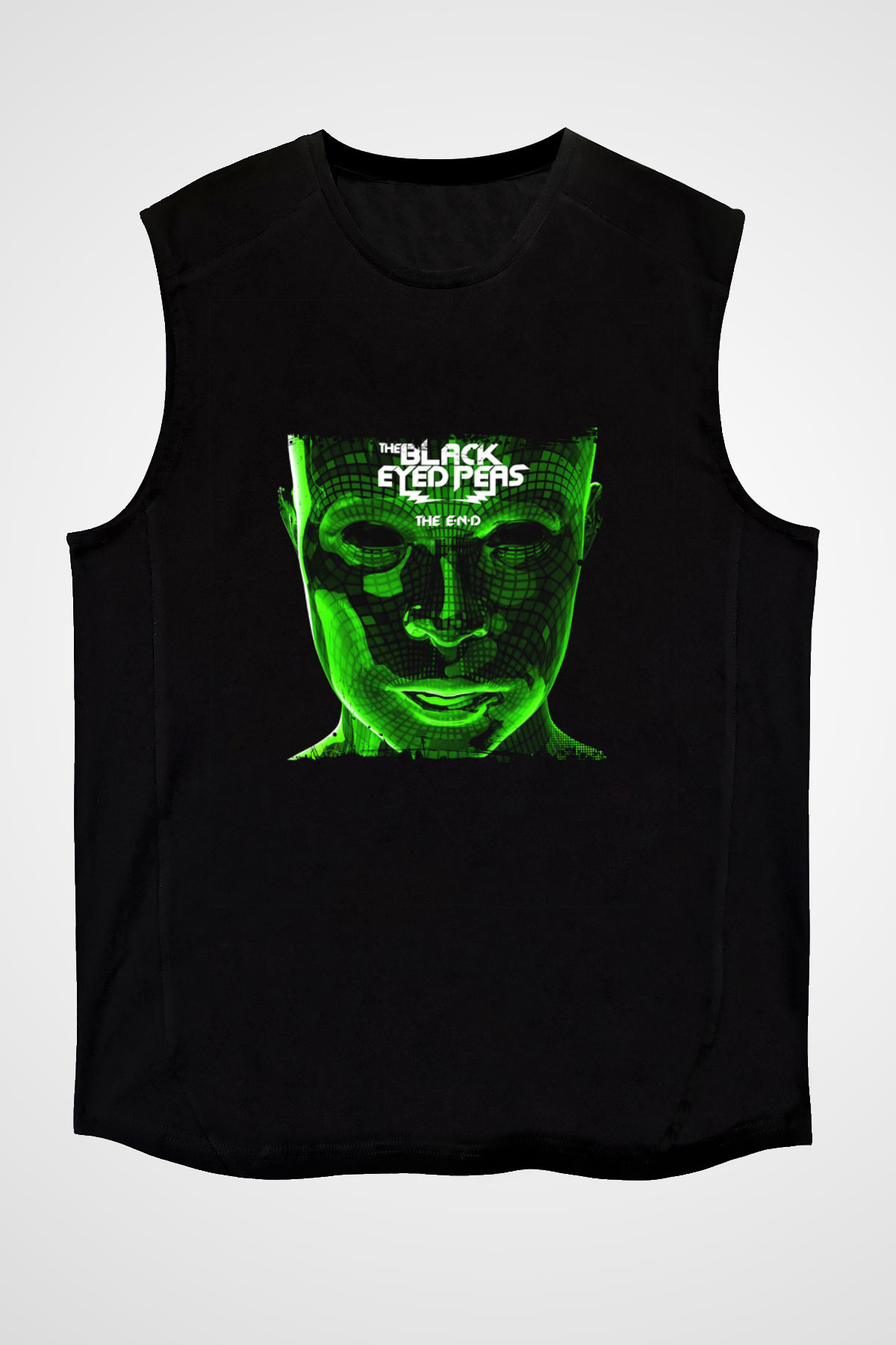 Black Eyed Peas Baskılı Unisex Siyah Kolsuz Tişört