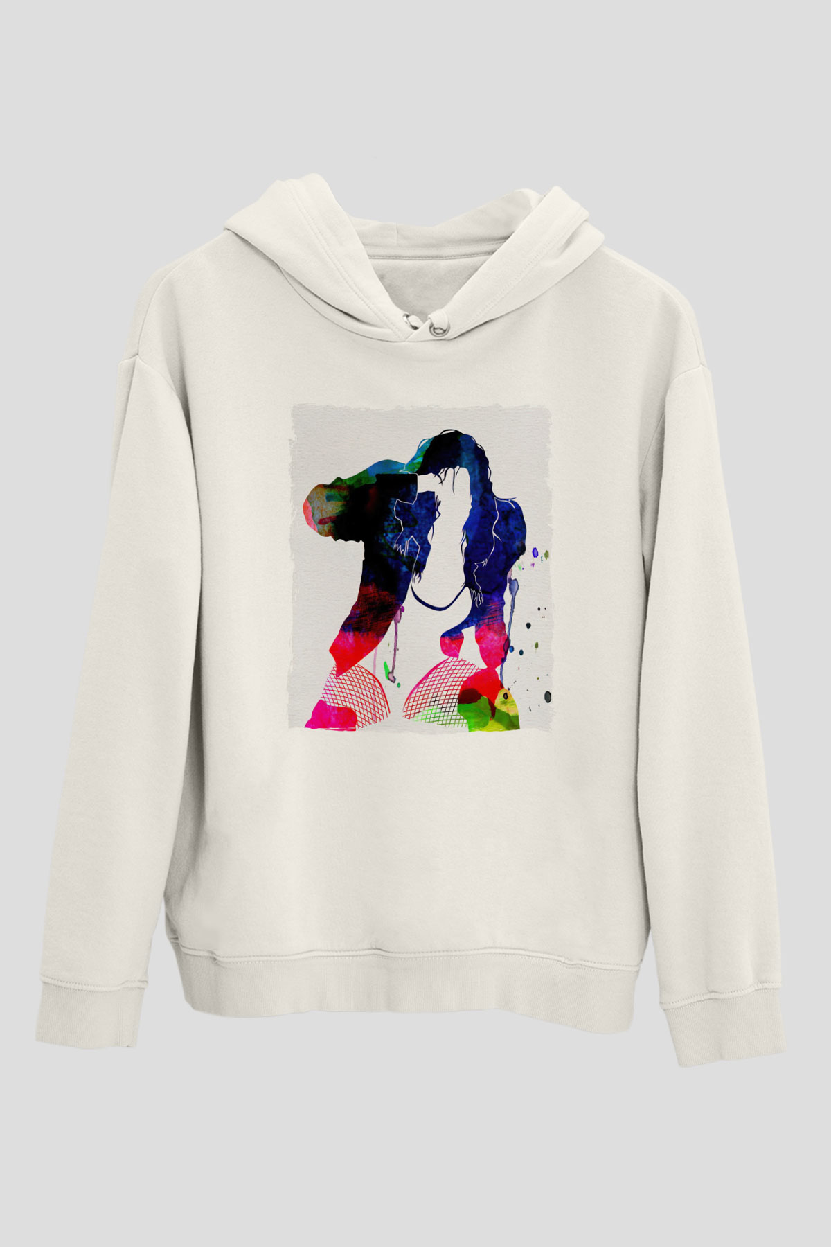 Black Eyed Peas Beyaz Unisex Kapüşonlu Sweatshirt