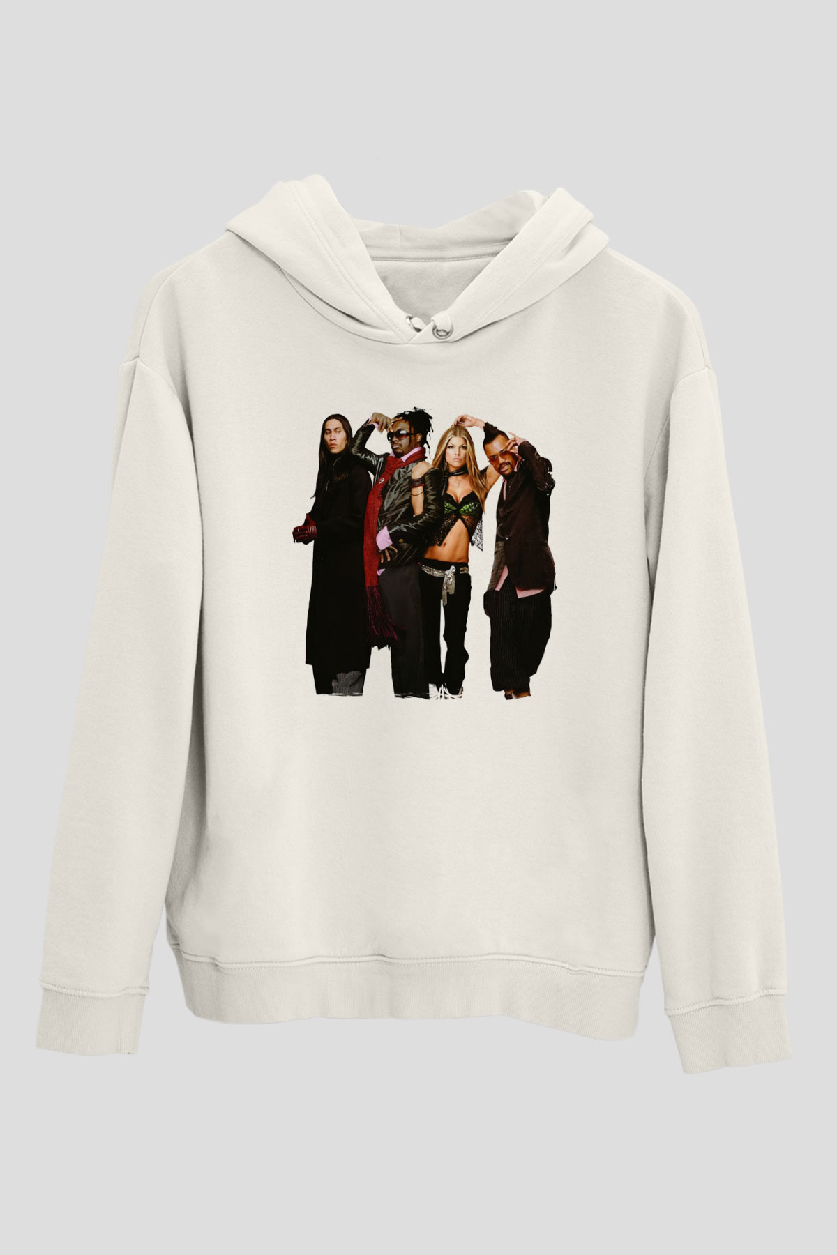 Black Eyed Peas Beyaz Unisex Kapüşonlu Sweatshirt