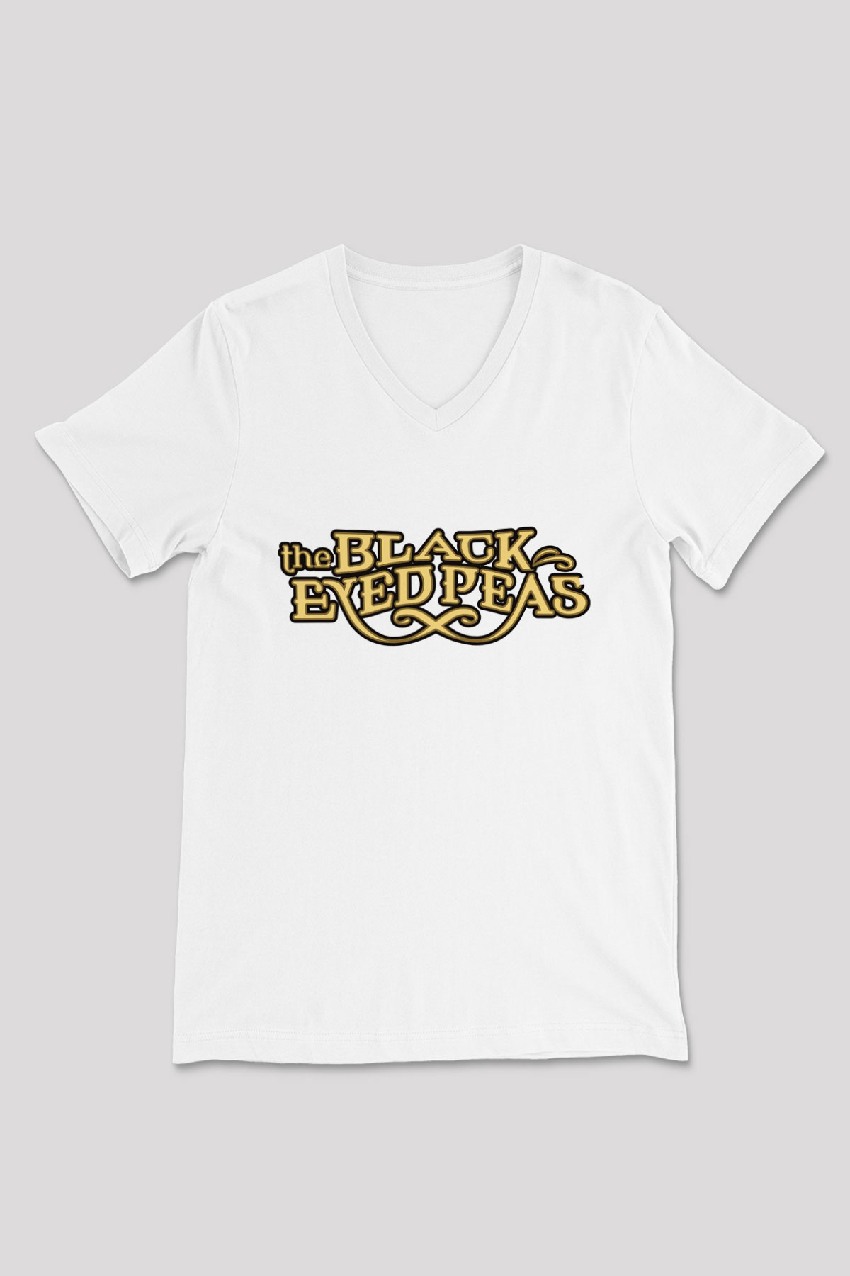 Black Eyed Peas Beyaz Unisex V Yaka Tişört