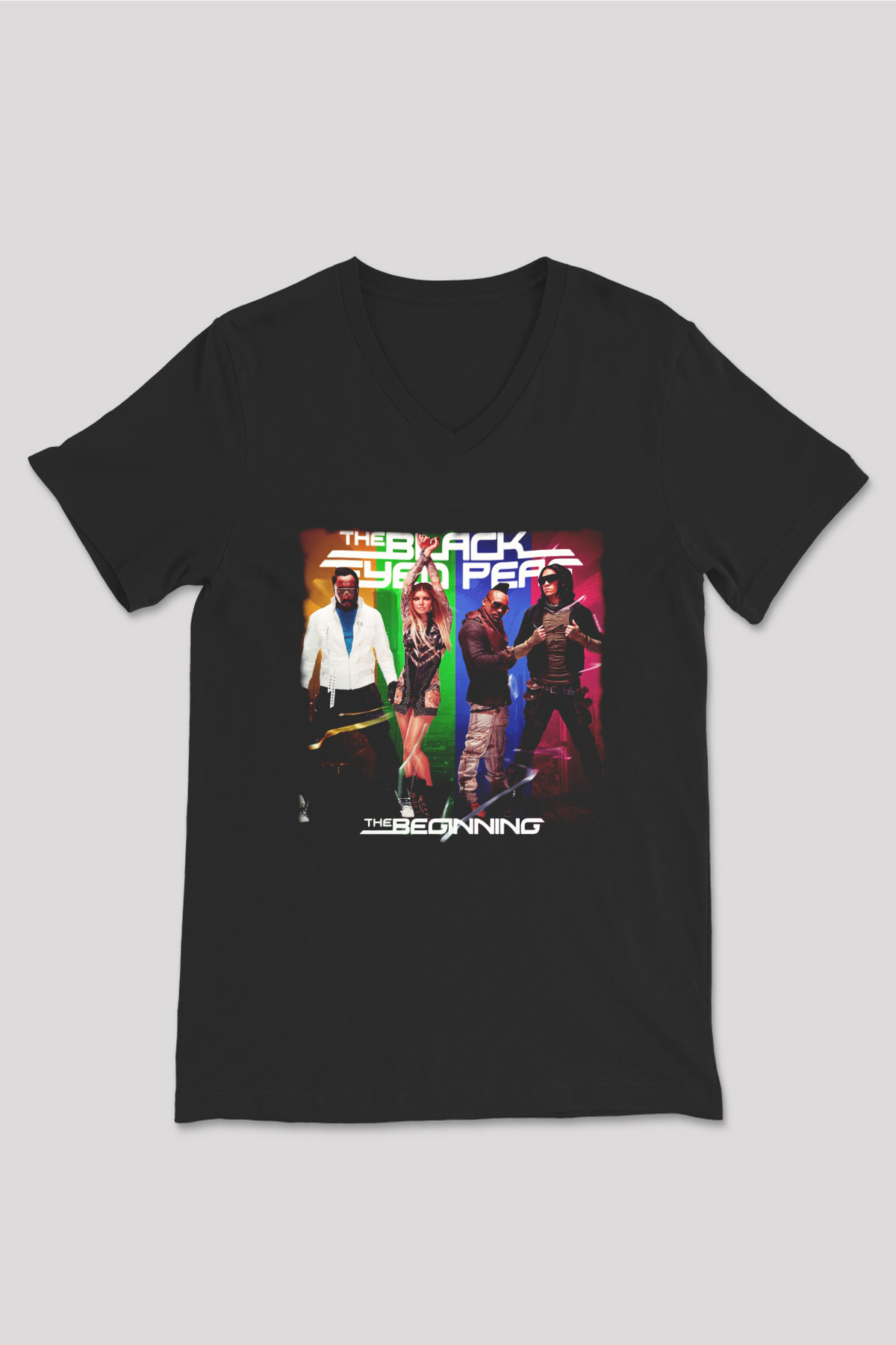 Black Eyed Peas Siyah Unisex V Yaka Tişört