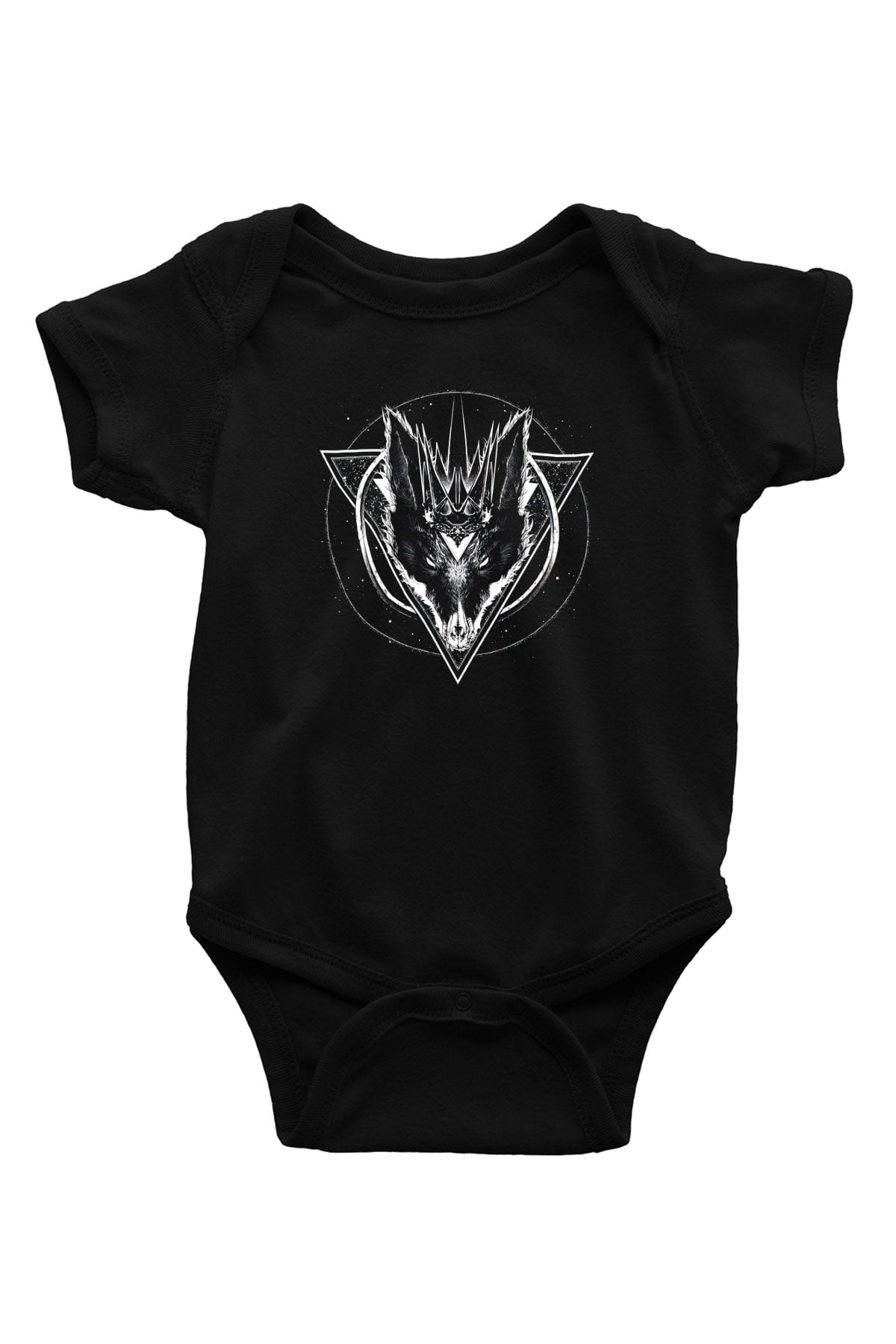 Black Jackal Baskılı Unisex Siyah Bebek Body - Zıbın