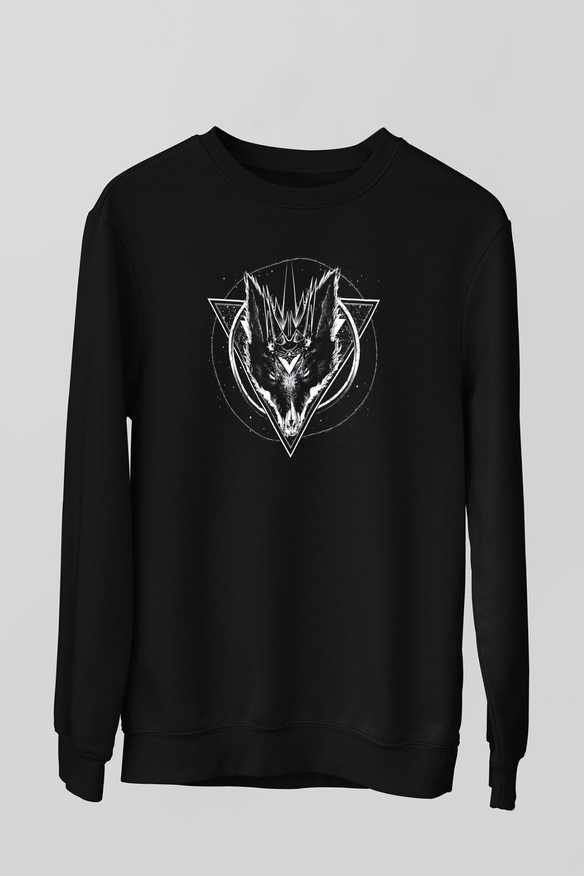 Black Jackal Baskılı Unisex Siyah Sweatshirt