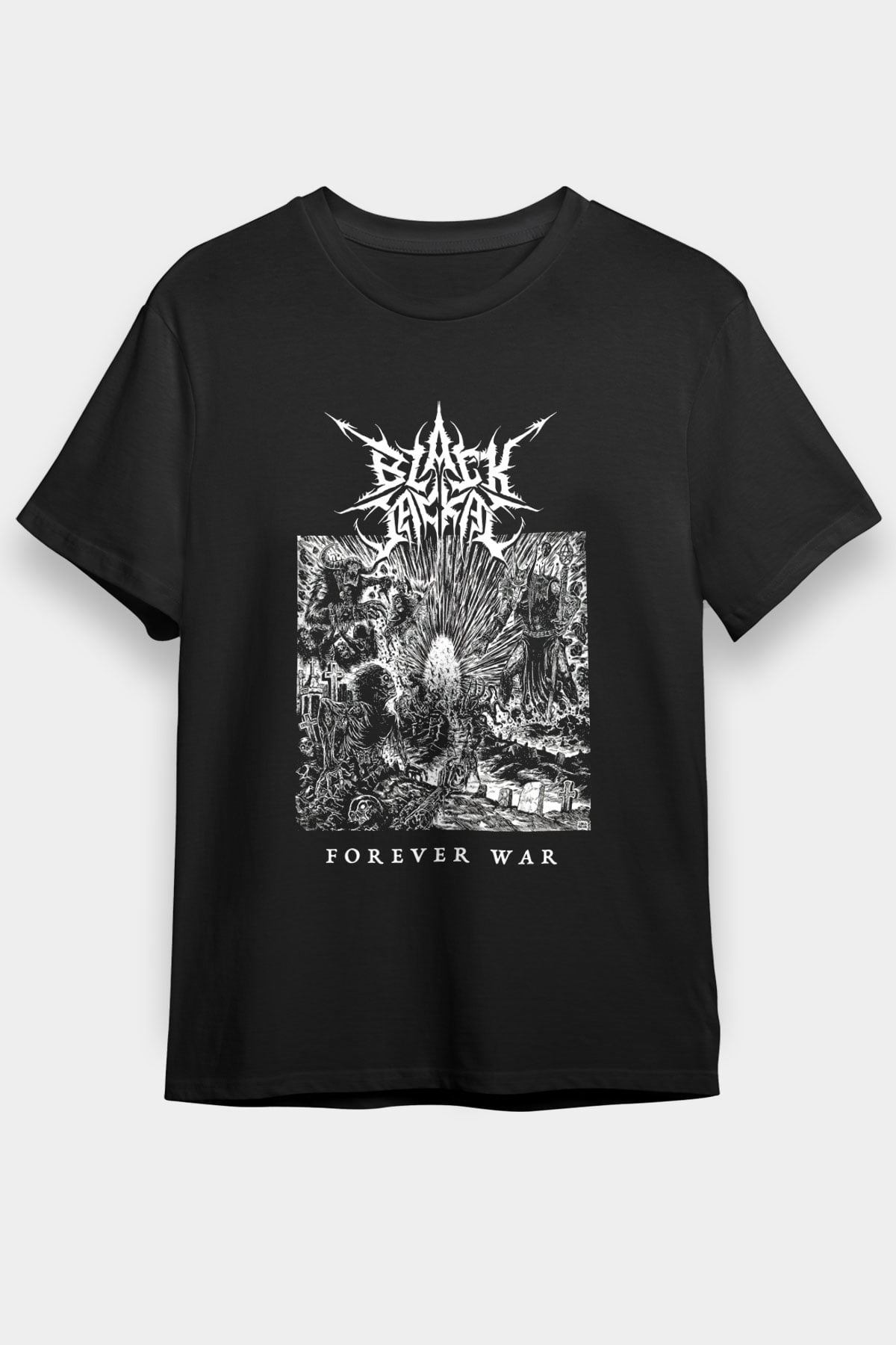 Black Jackal Baskılı Unisex Siyah Tişört - Tshirt