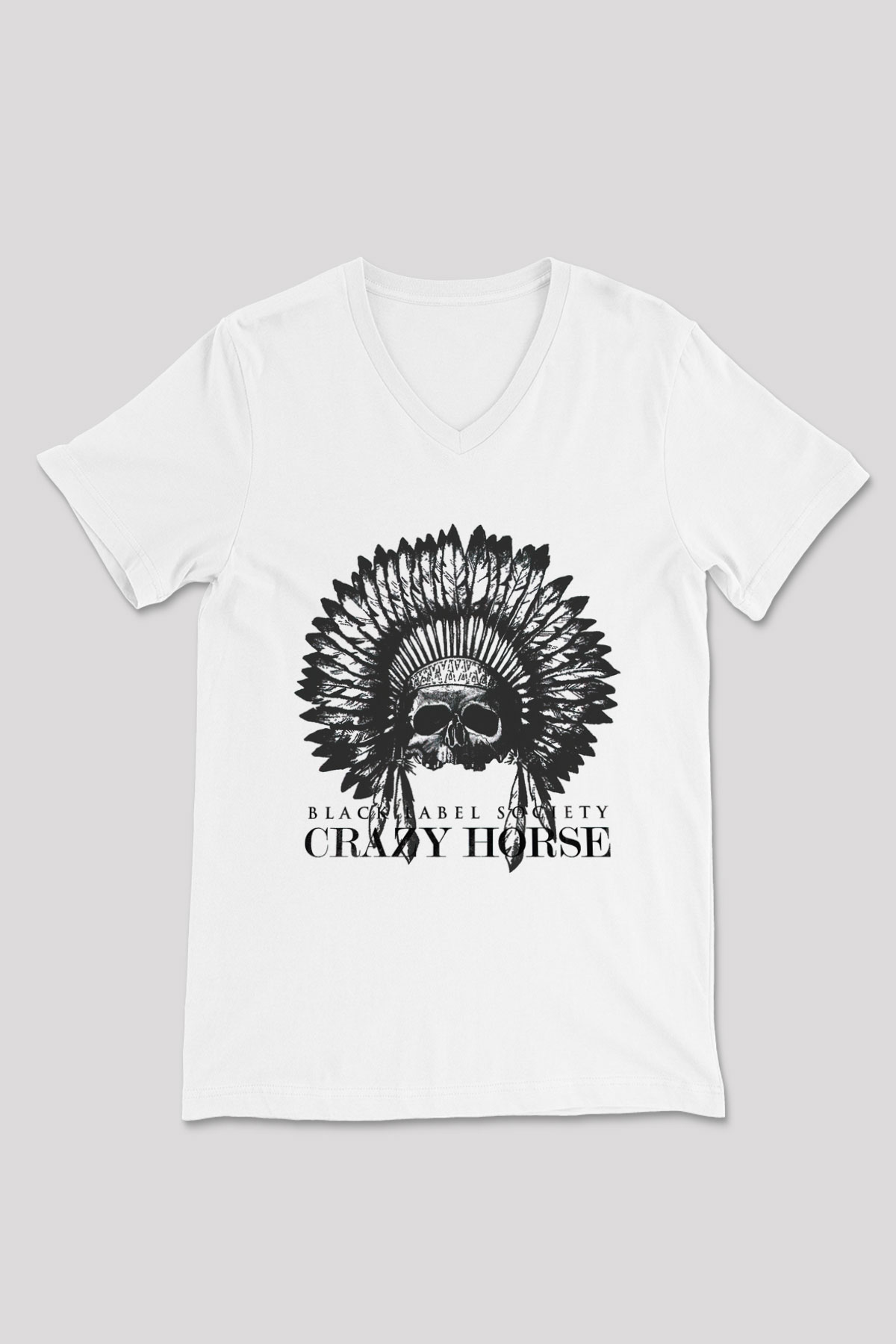 Black Label Society Beyaz Unisex V Yaka Tişört