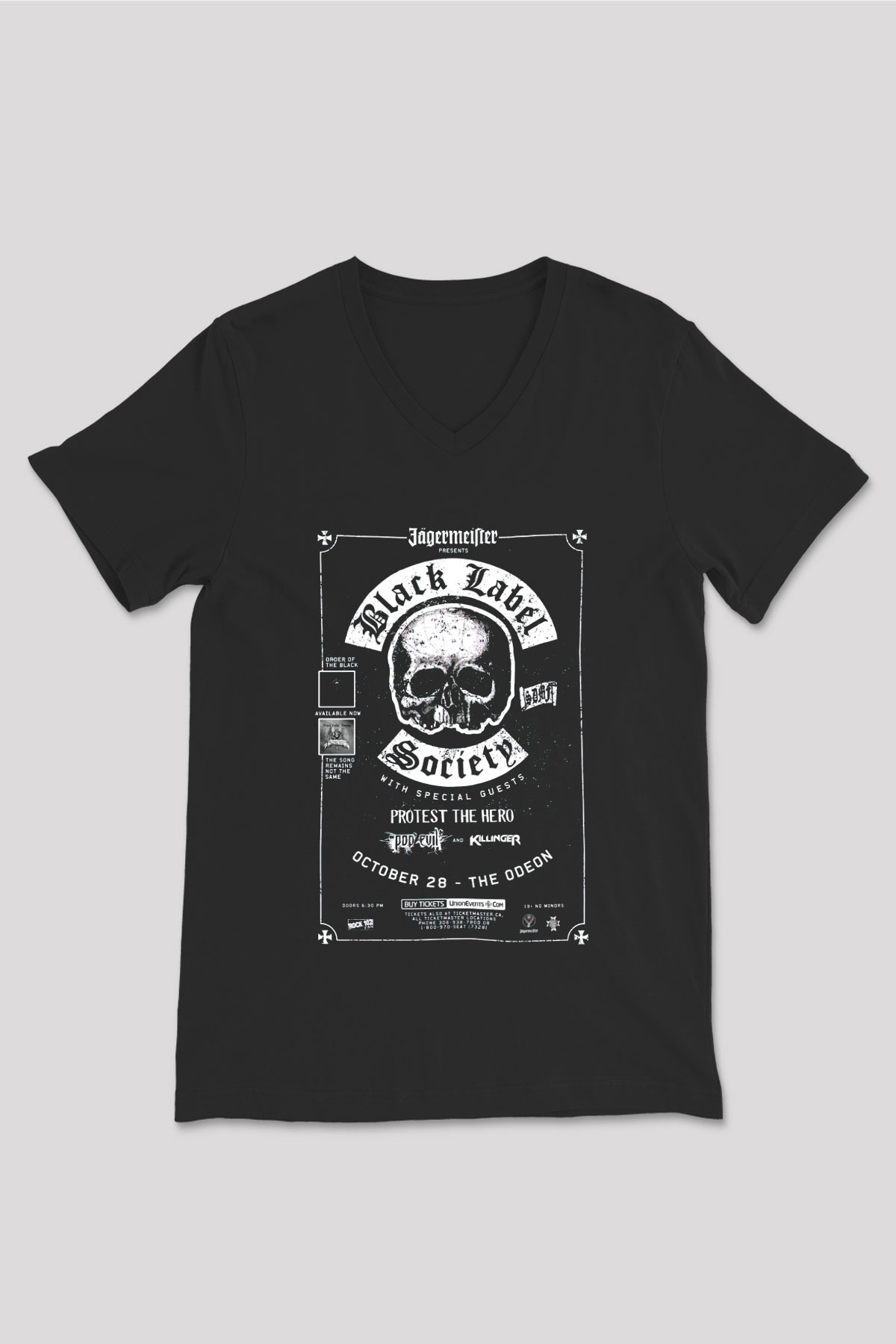 Black Label Society Siyah Unisex V Yaka Tişört T-Shirt