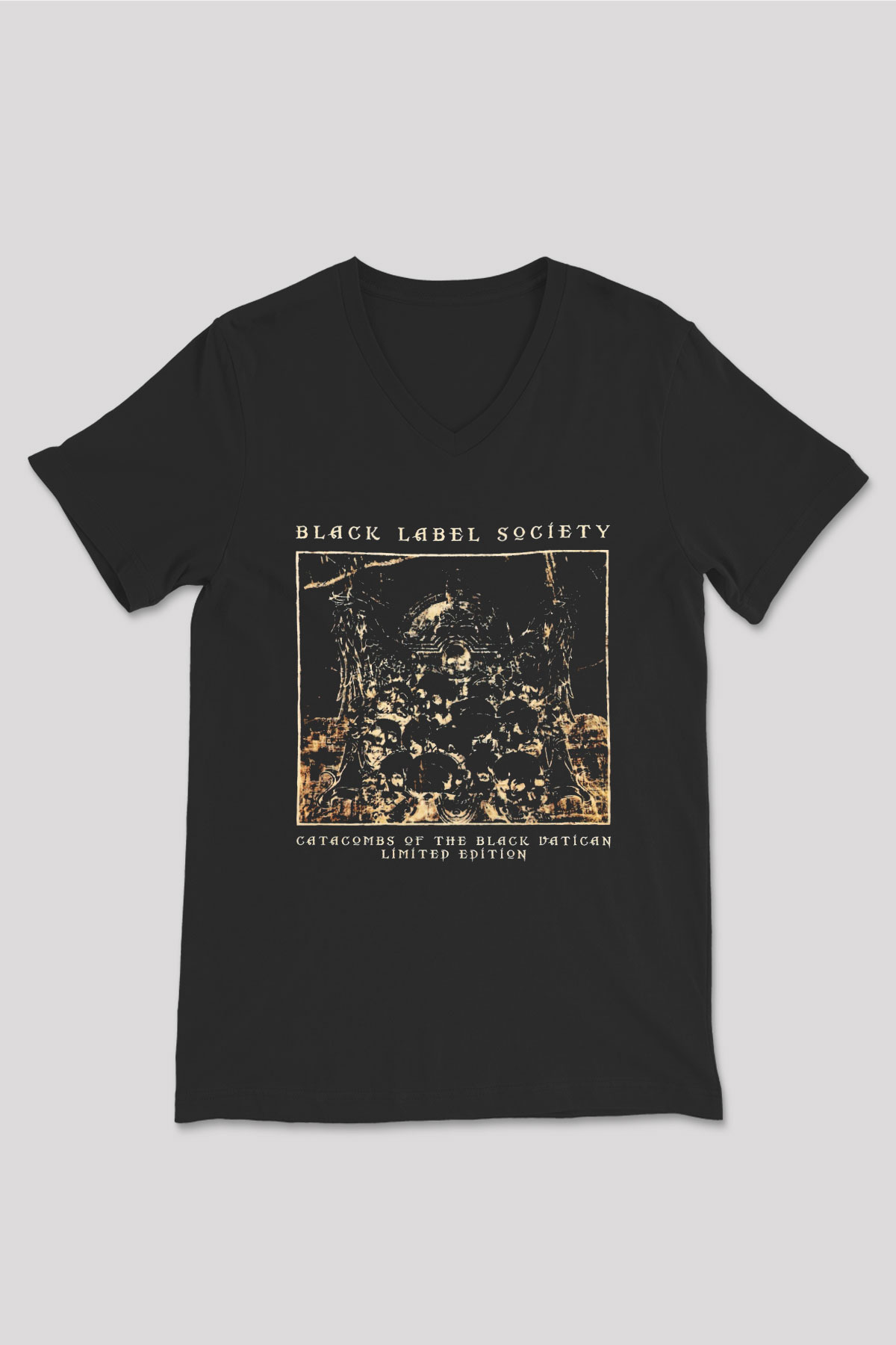 Black Label Society Siyah Unisex V Yaka Tişört T-Shirt