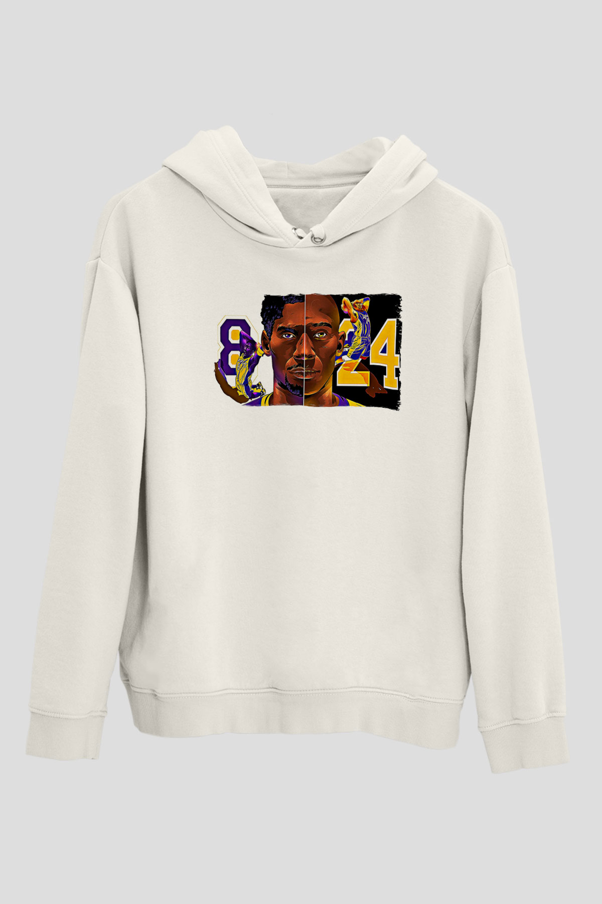 Black Mamba Baskılı Beyaz Unisex Kapüşonlu Sweatshirt