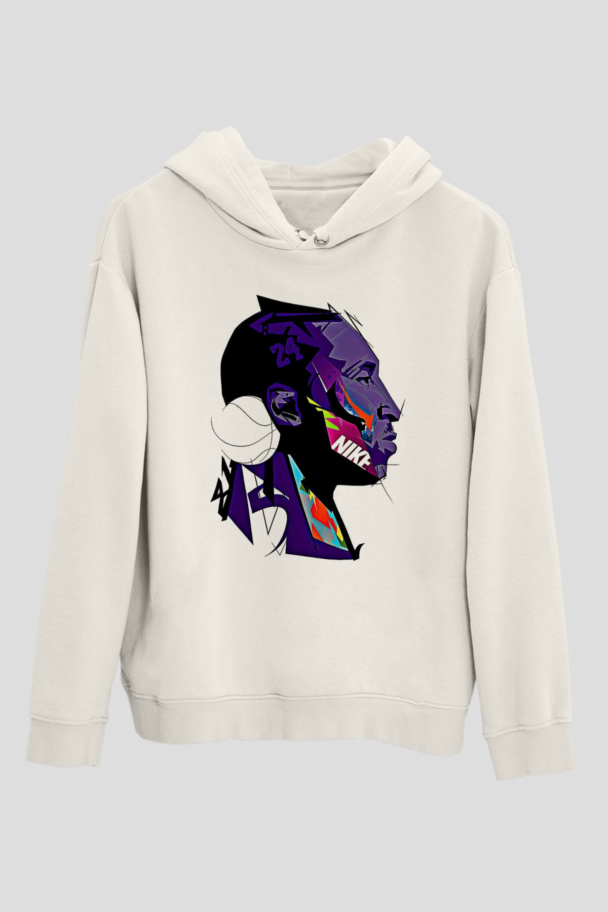 Black Mamba Baskılı Beyaz Unisex Kapüşonlu Sweatshirt
