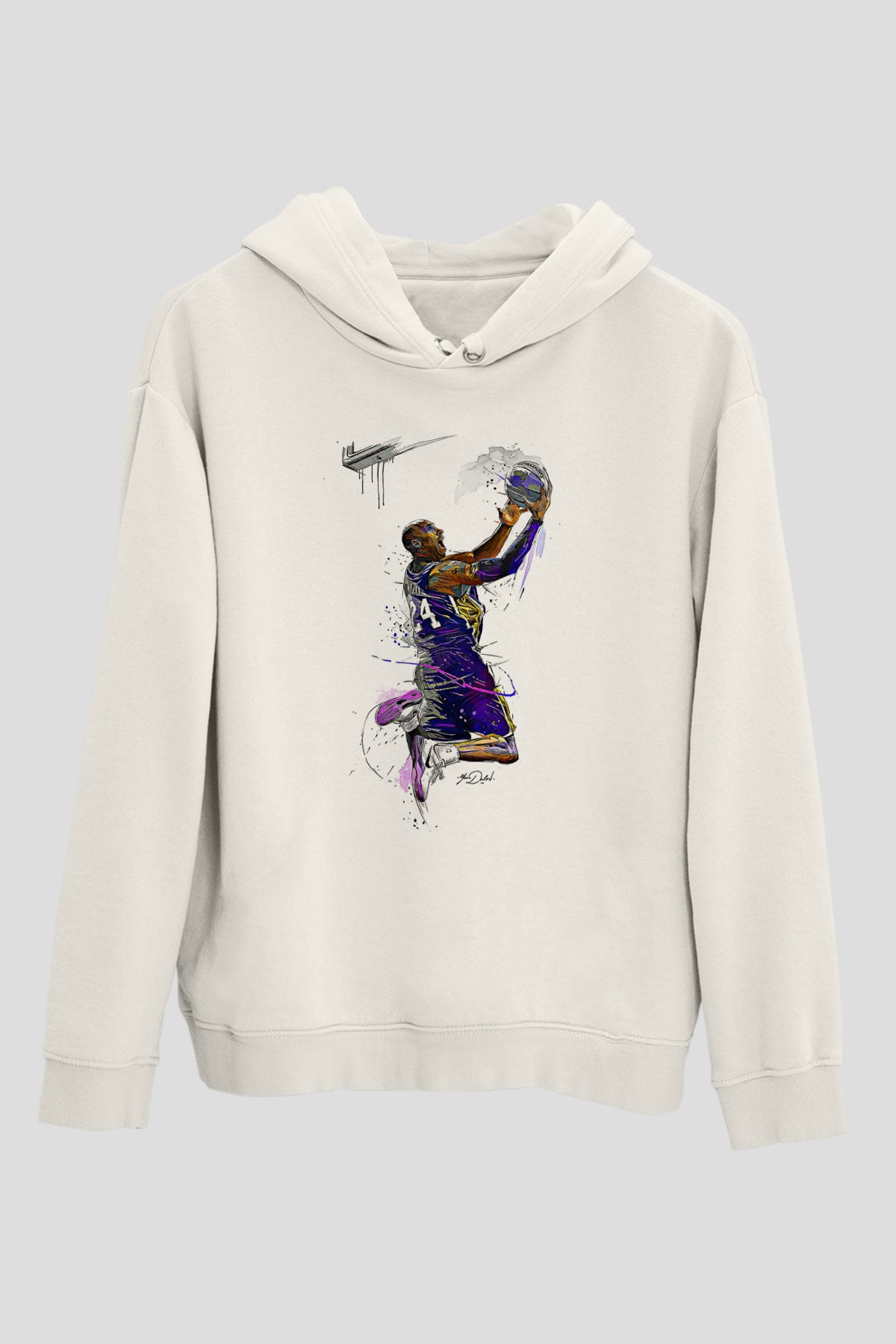 Black Mamba Baskılı Beyaz Unisex Kapüşonlu Sweatshirt