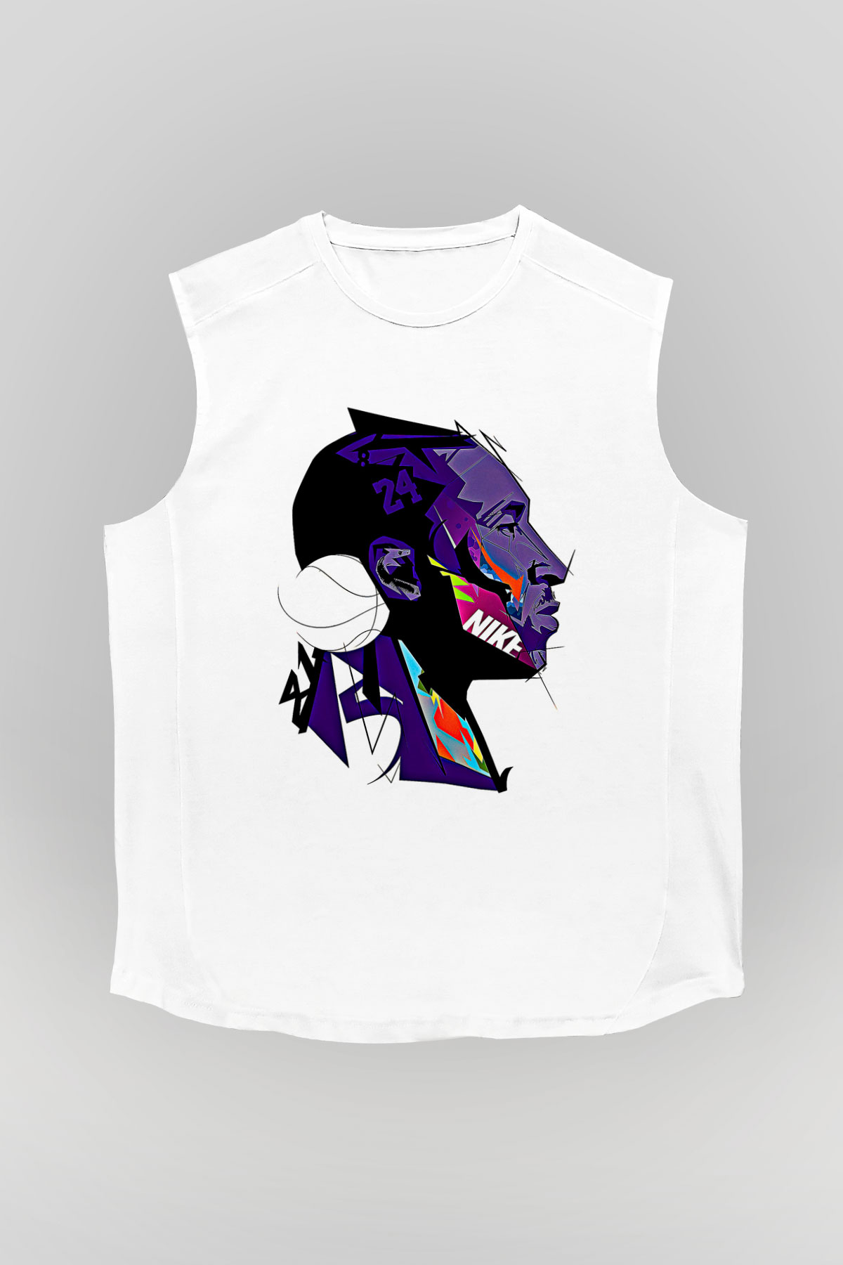 Black Mamba Baskılı Beyaz Unisex Kolsuz Tişört - Tshirt