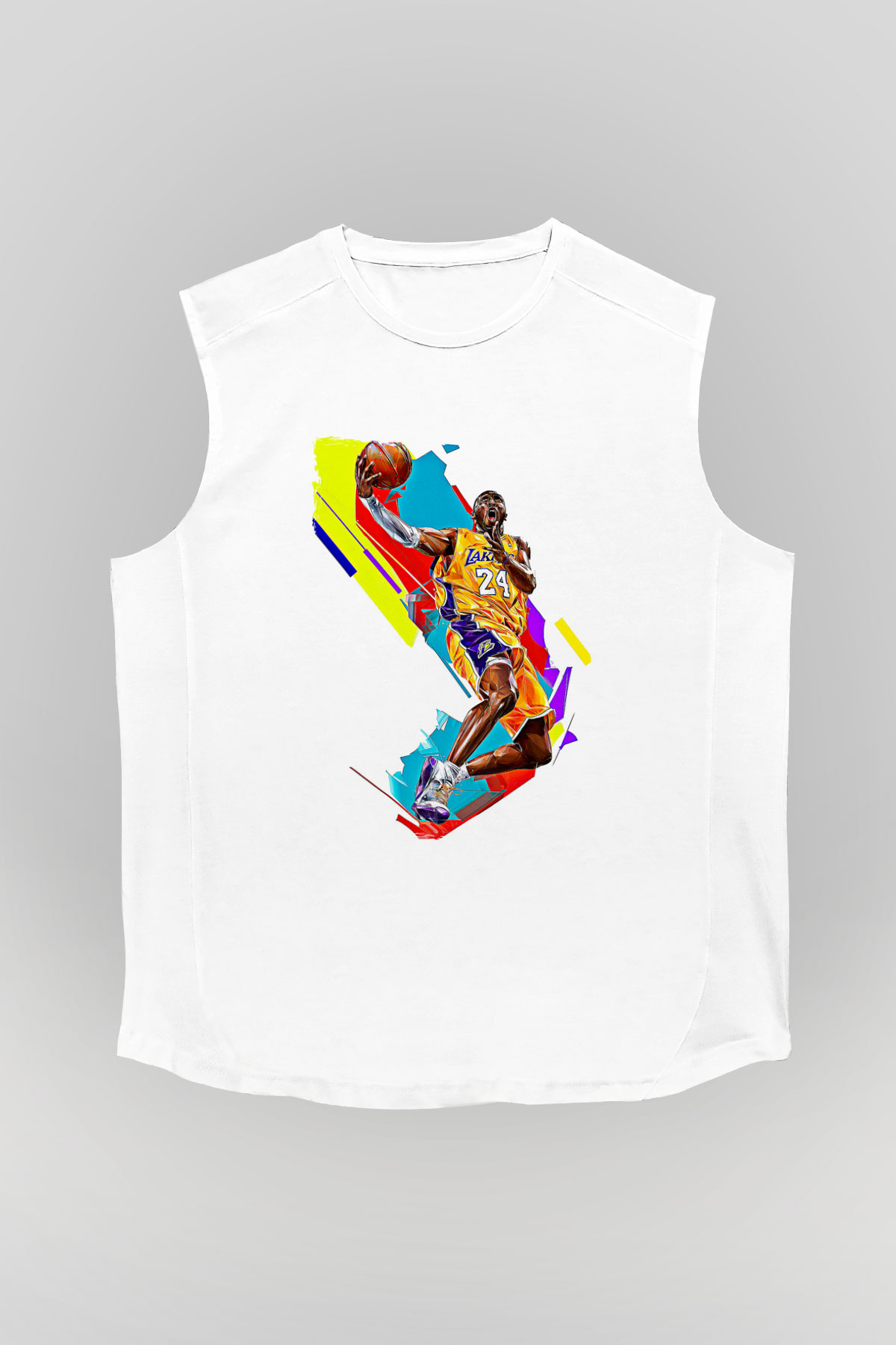 Black Mamba Baskılı Beyaz Unisex Kolsuz Tişört - Tshirt